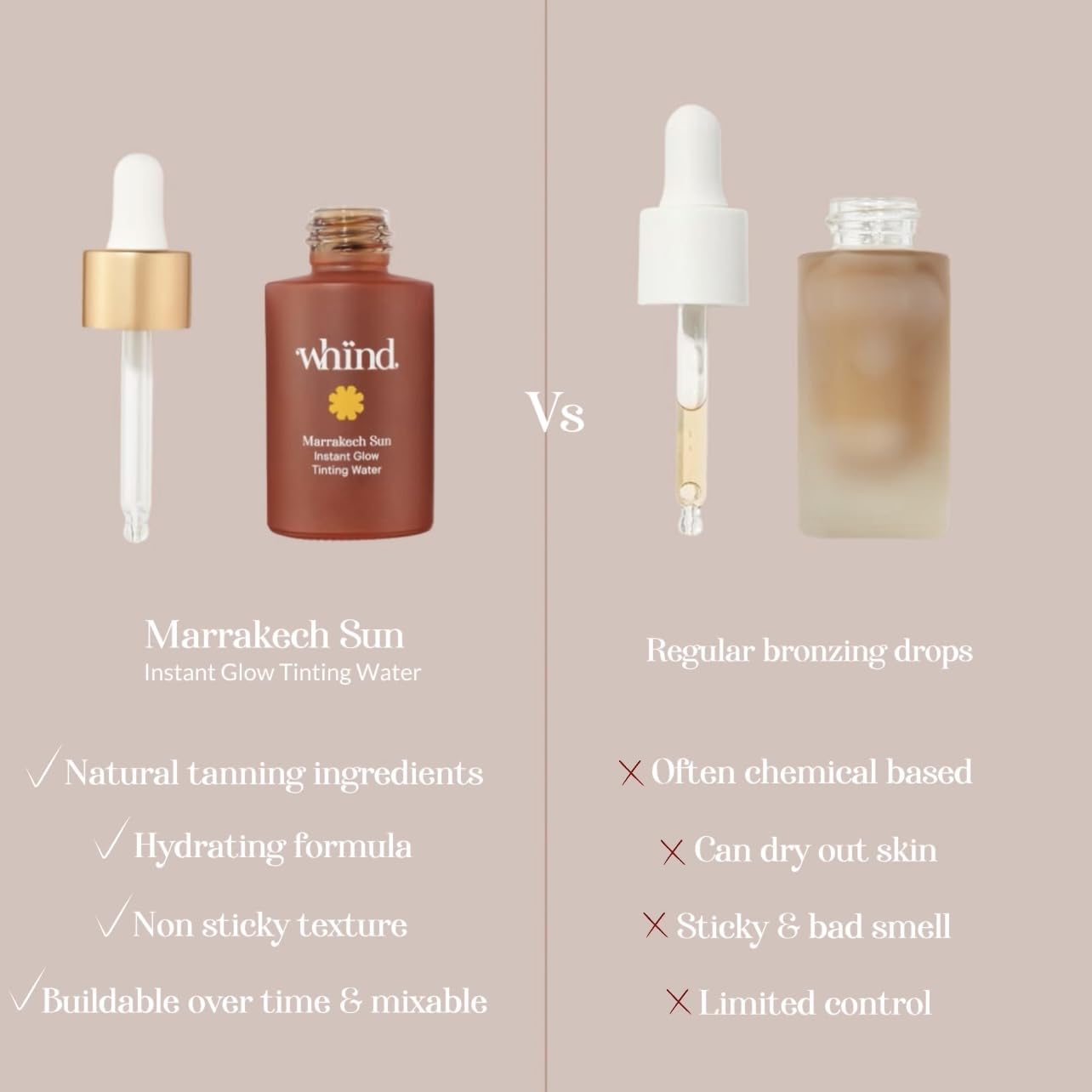Application of Whind Marrakech Sun bronzing drops on skin