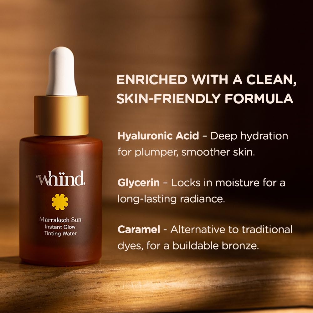Natural radiant glow result using Whind tanning drops
