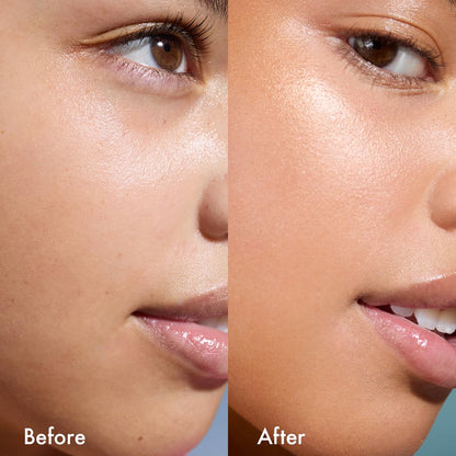 Applying Isle of Paradise bronzing serum on face