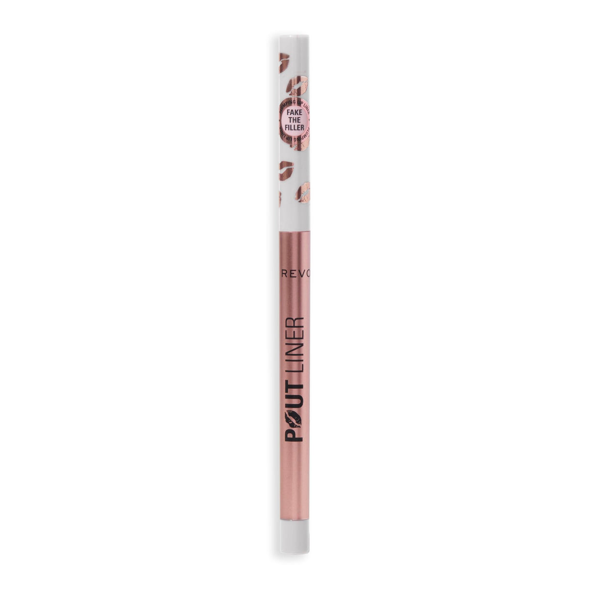 Complete packaging view of the Makeup Revolution Pout Bomb Lip Liner with label details.