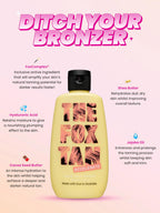 The Fox Tan Rapid Face Tanner back label showing ingredients and directions