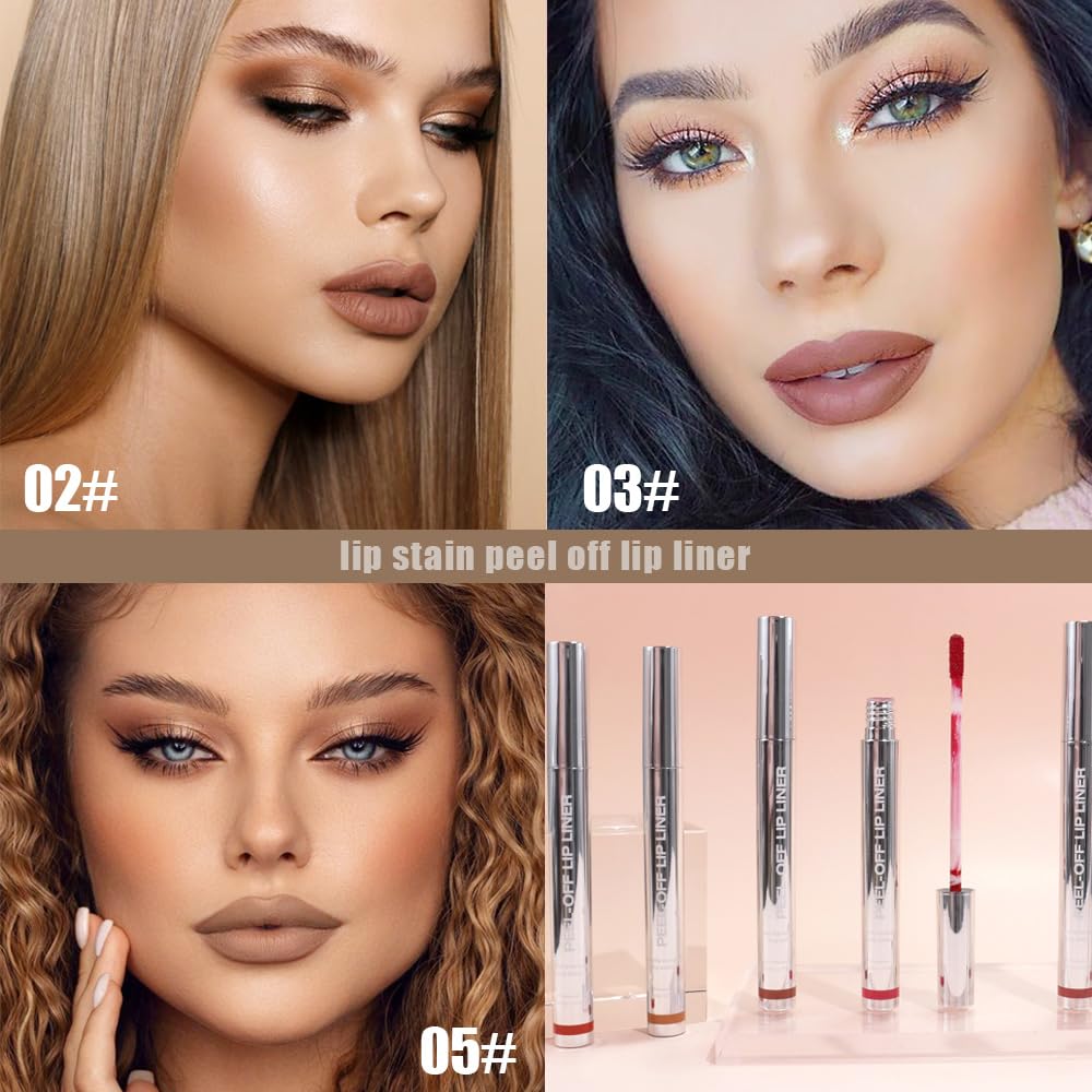 Long lasting waterproof lip tattoo stain gel packaging showing shade variations
