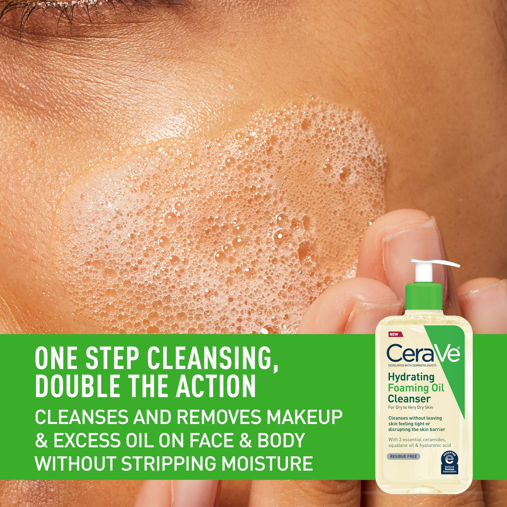 CeraVe Hydrating Foaming Oil Cleanser texture demonstration