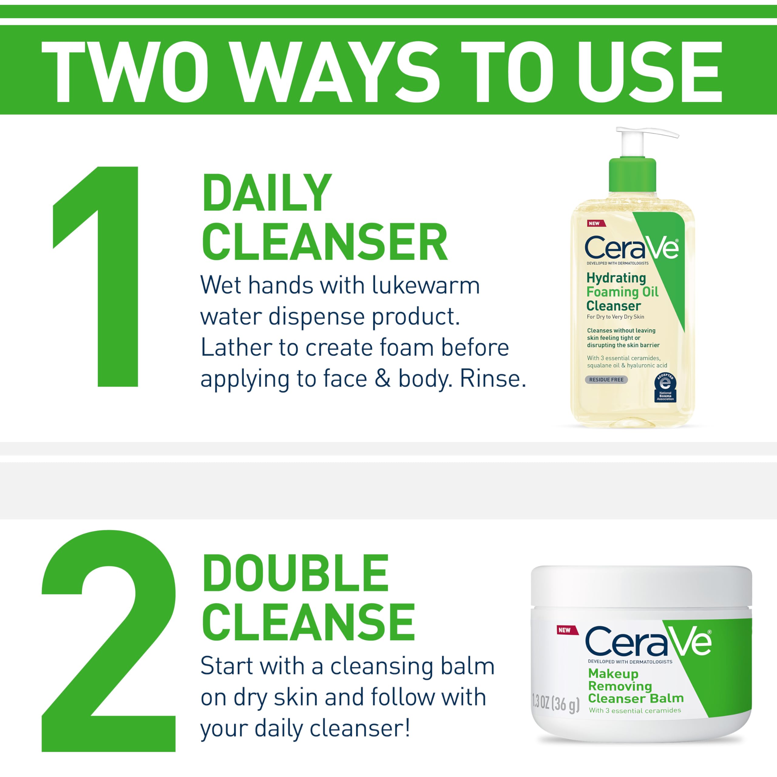 CeraVe oil to foam daily hydrating cleanser bottle packaging