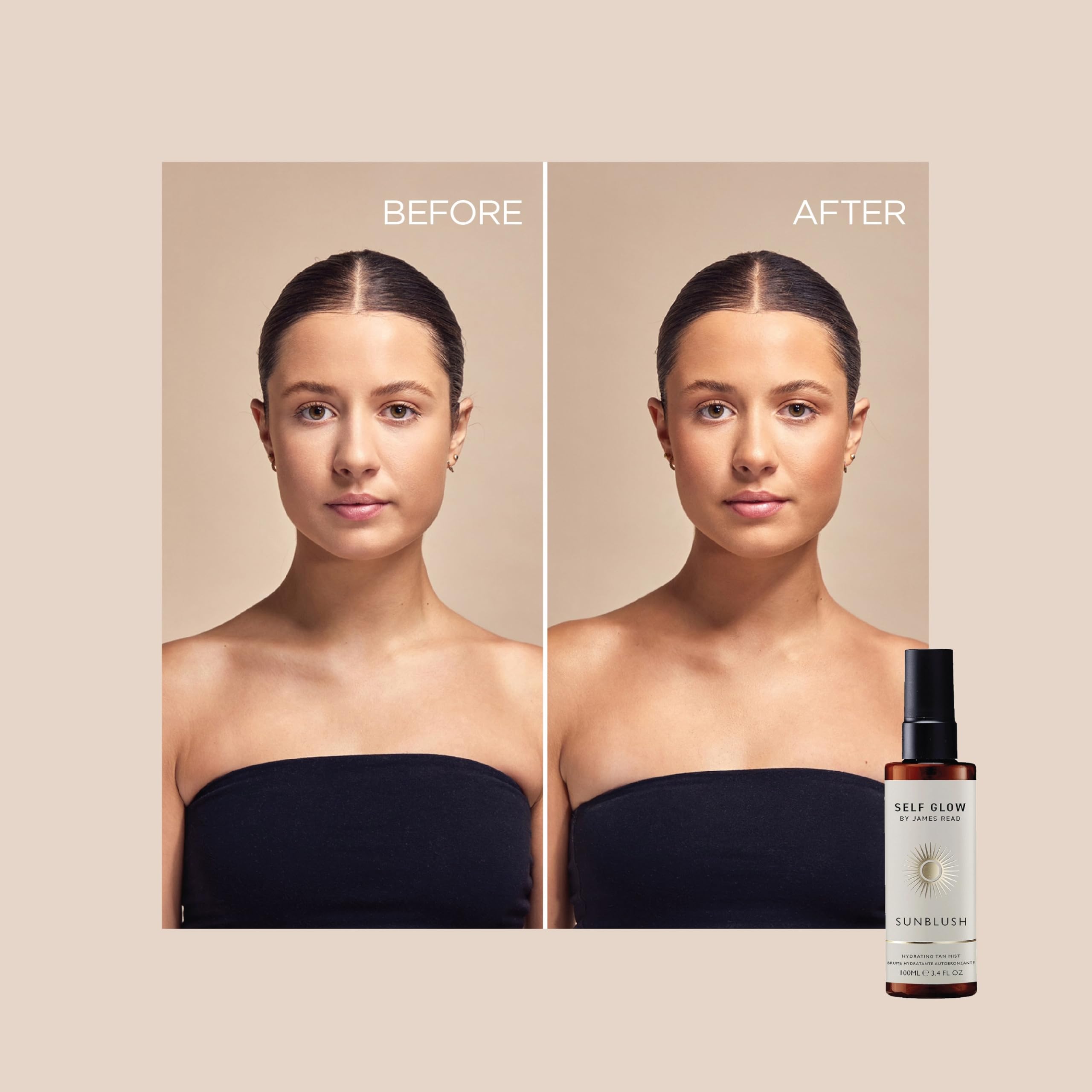 Back label of Self Glow by James Read Sunblush Hydrating Tan Mist