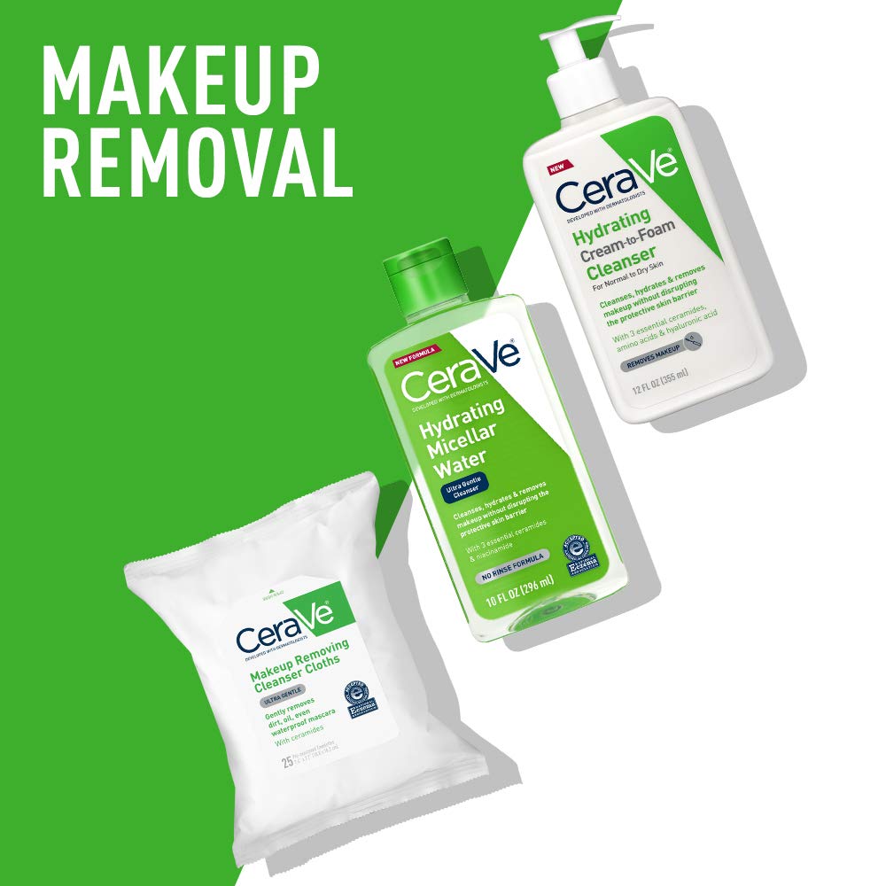 Fragrance free CeraVe micellar cleansing water with niacinamide and ceramides details