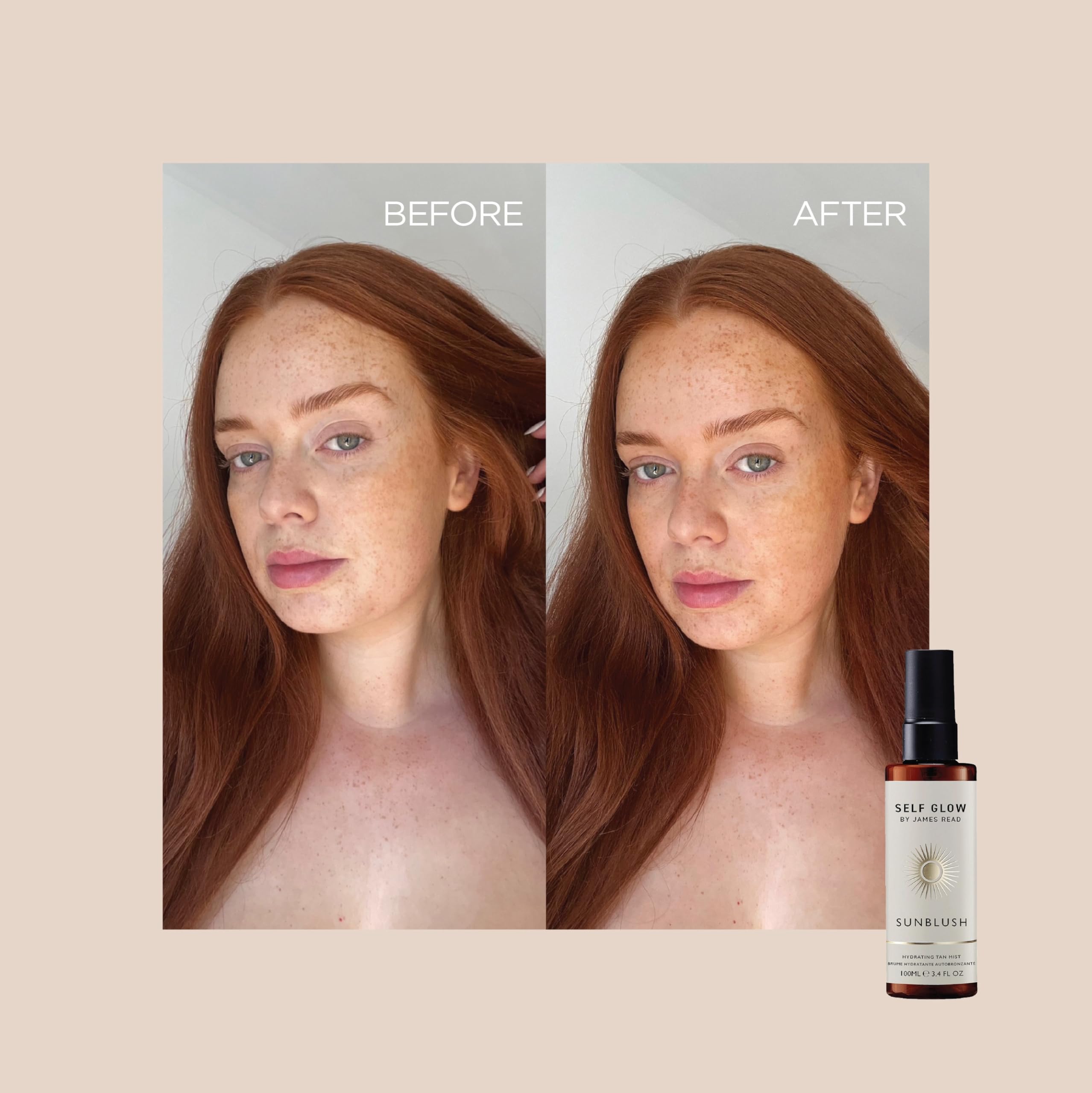 Application of Self Glow by James Read mist on skin