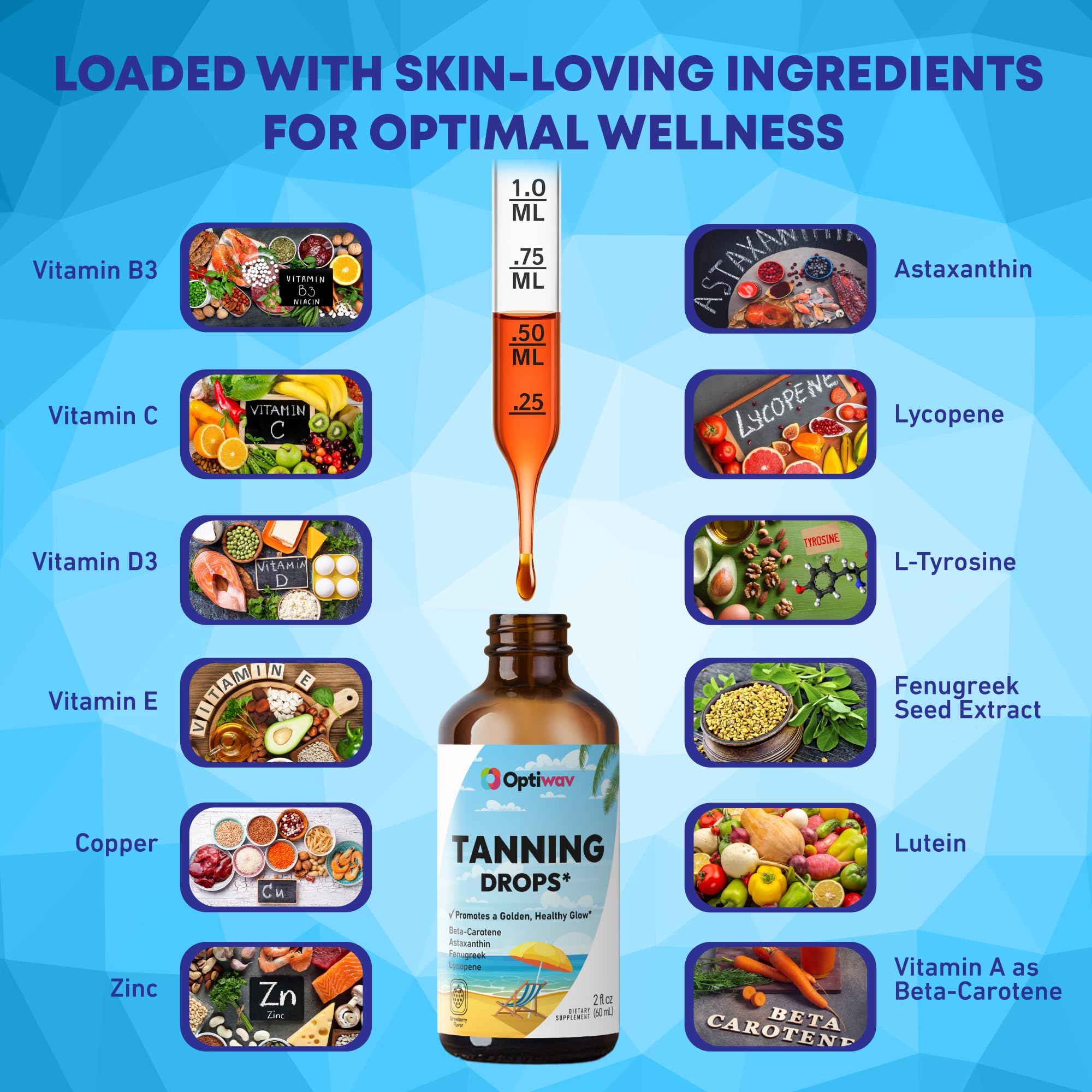Optiwav vegan sugar-free tanning supplement bottle