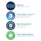 CeraVe plant based face wash cloths closeup of label