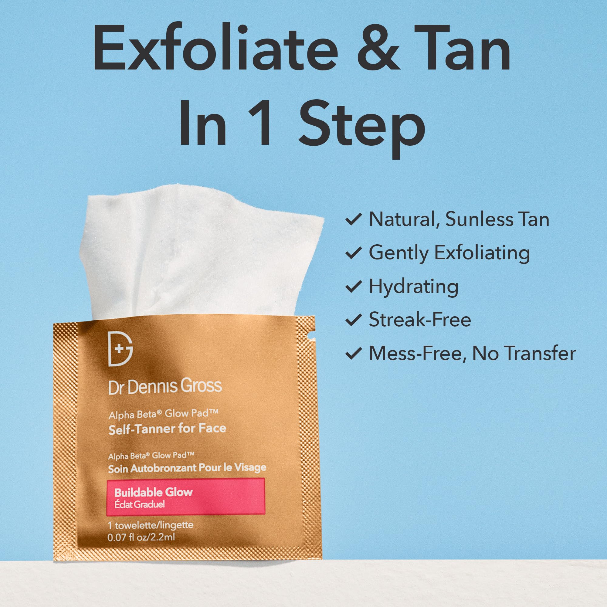 Buildable natural glow face towelettes 20 pack