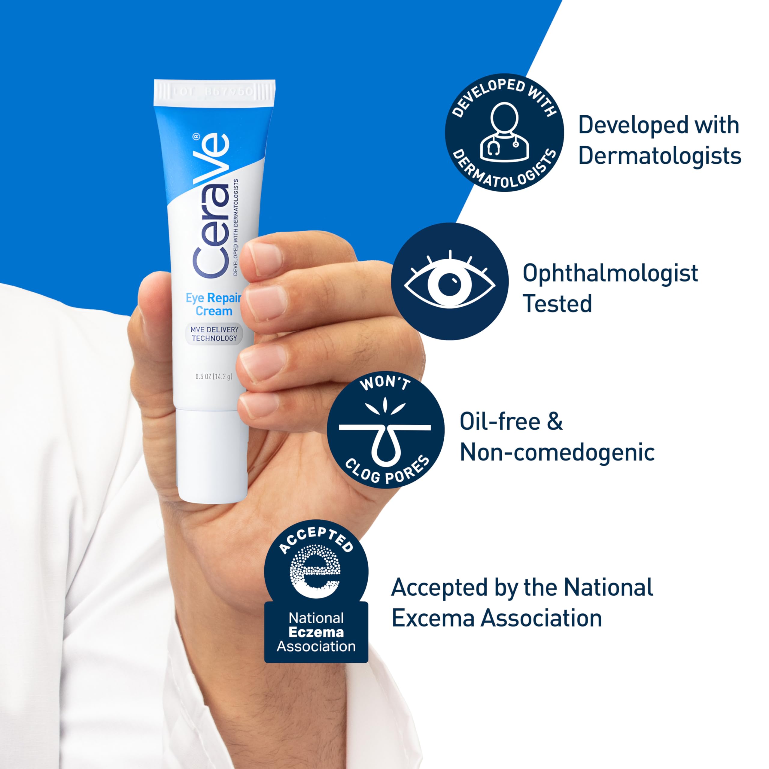 Fragrance free under eye moisturizer delivering ceramides to delicate skin