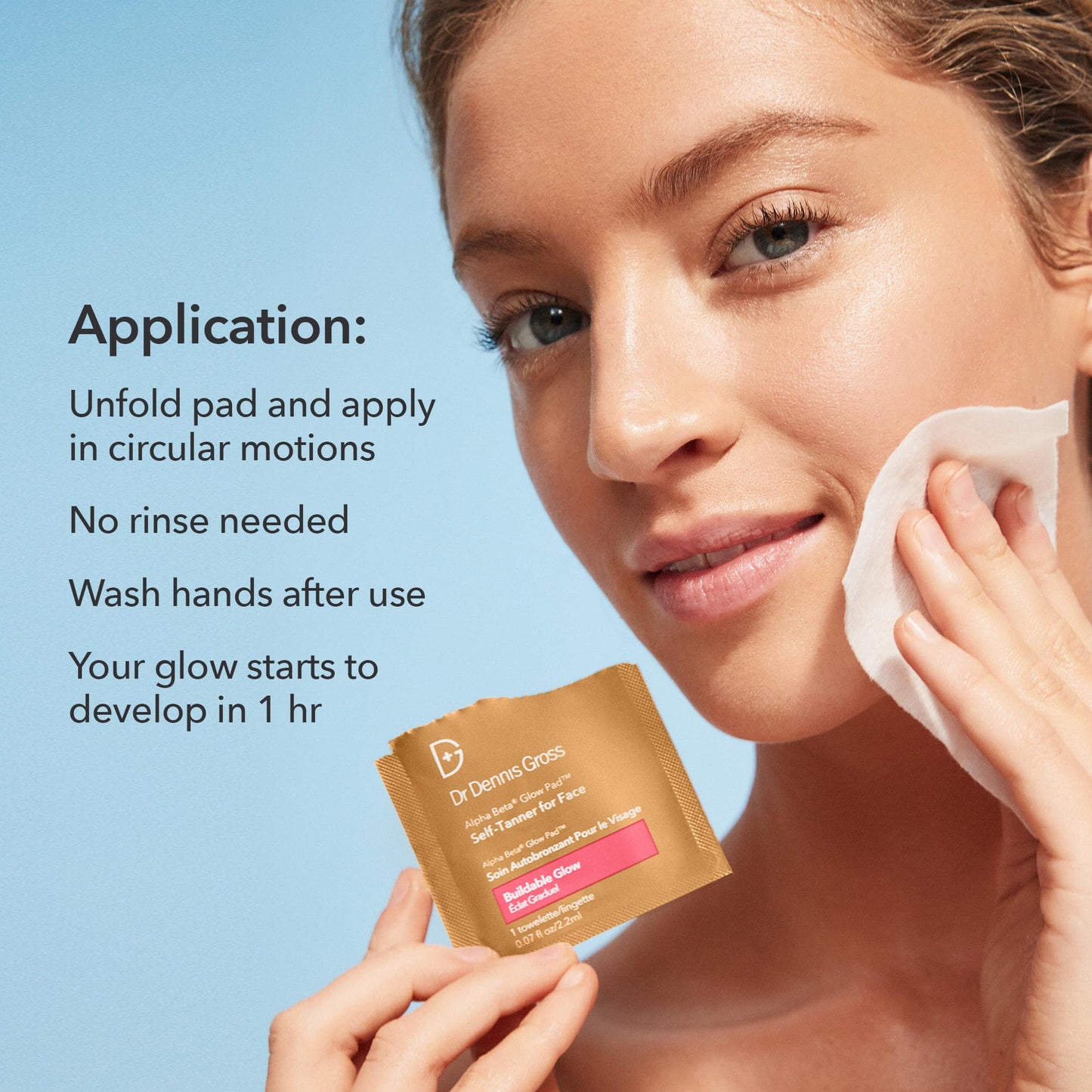 Detailed ingredients view of Glow Pad self-tanner