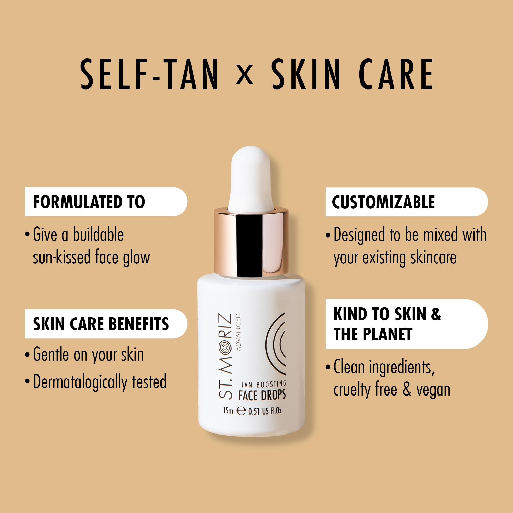 St. Moriz face tanning serum drops showing dropper applicator