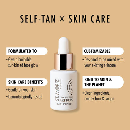 St. Moriz face tanning serum drops showing dropper applicator