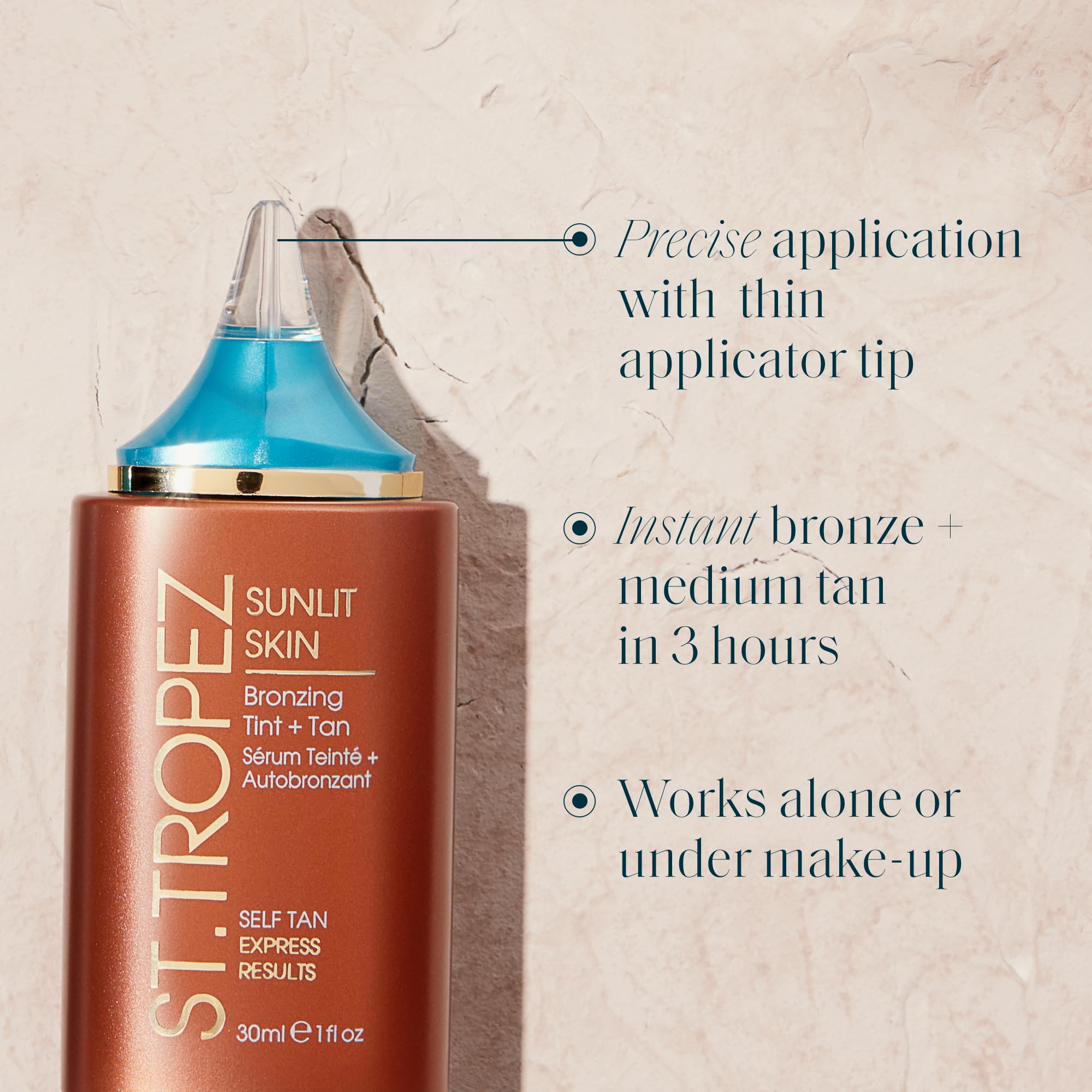St. Tropez Sunlit Skin bottle with hyaluronic acid label