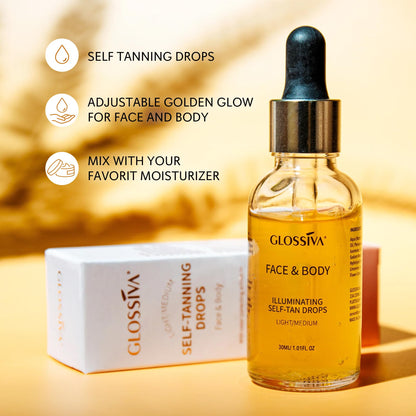 Glossiva tanning drops mixed with moisturizer on hand