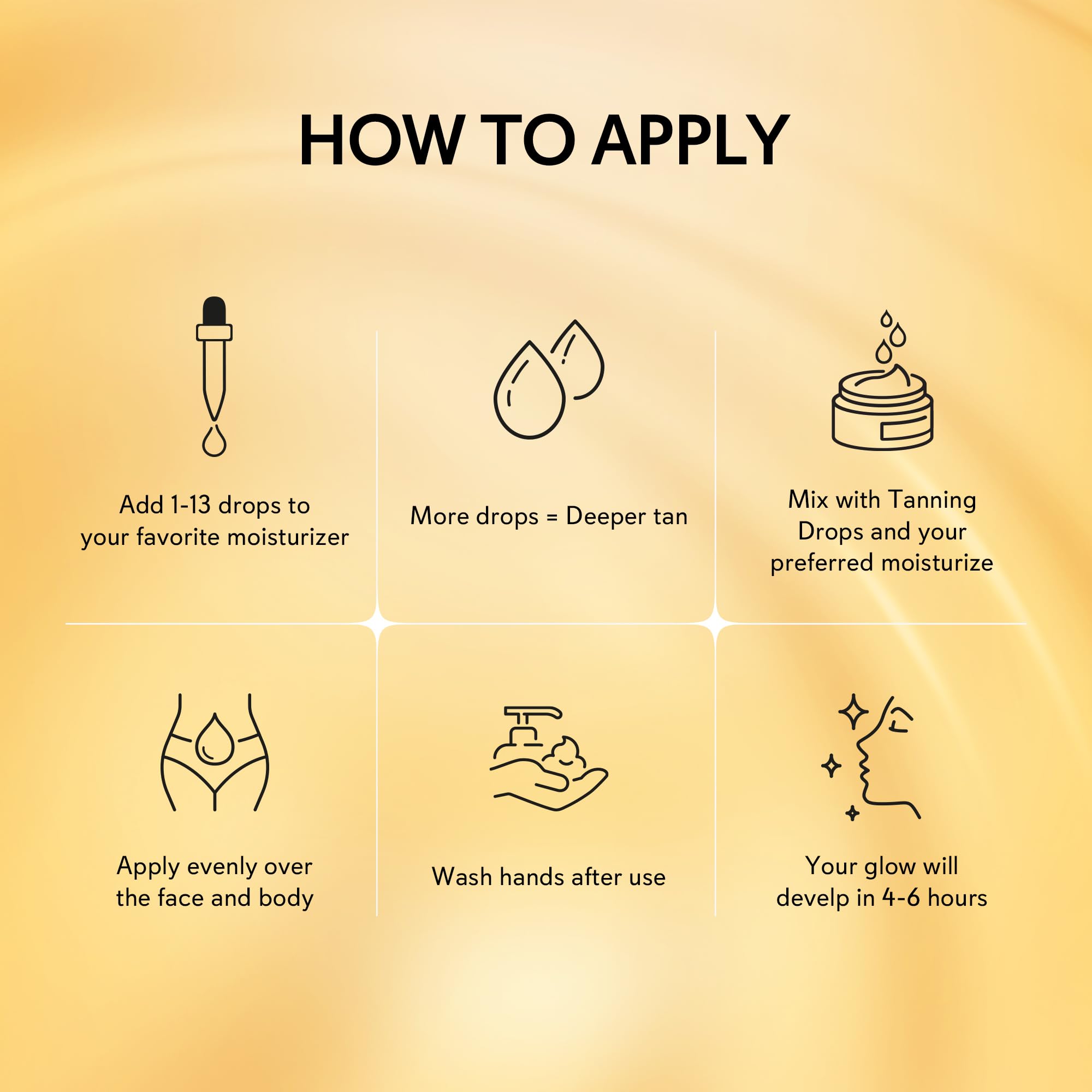 Glossiva self tanner drops ingredients and benefits label