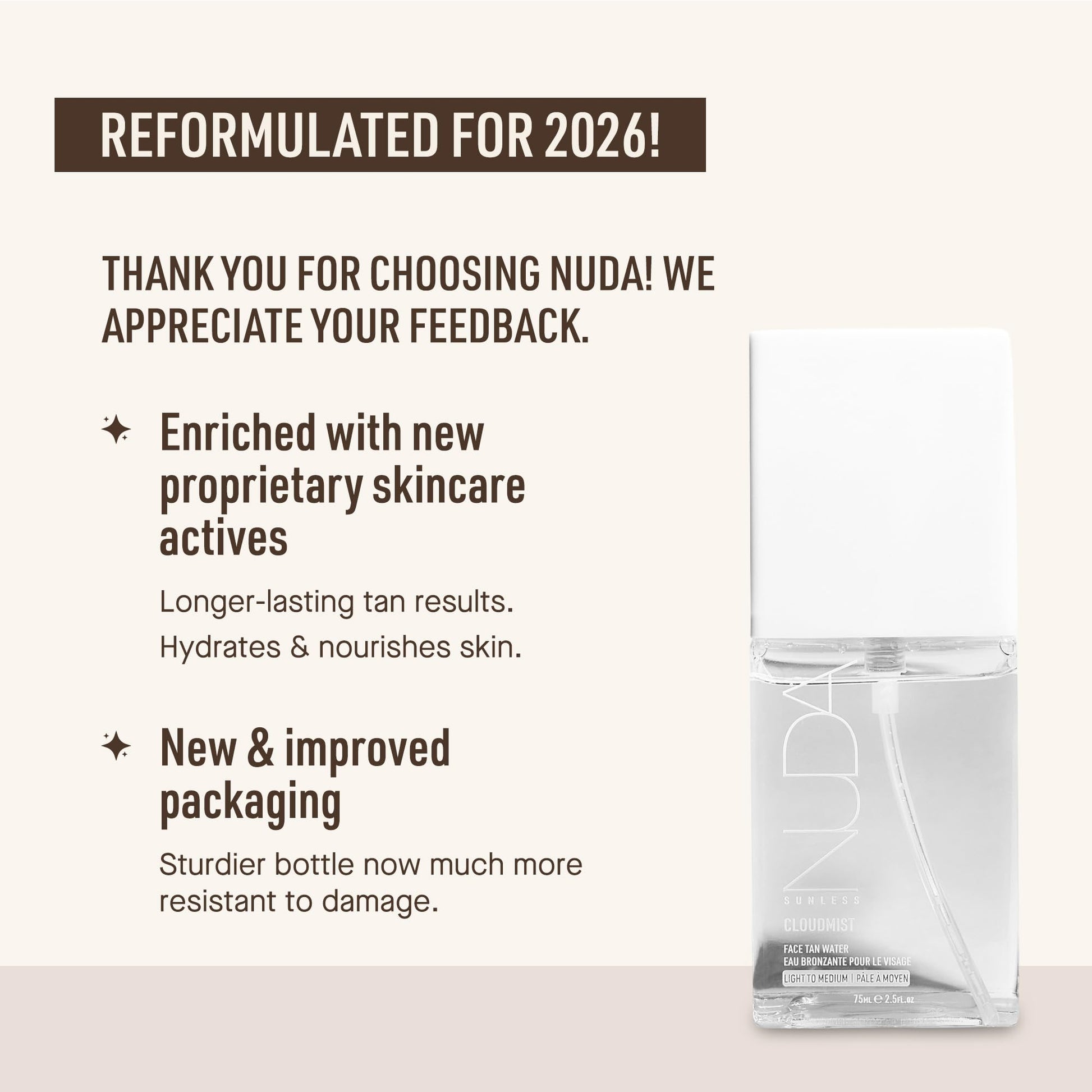 Nuda Canada CloudMist facial tanning mist packaging details