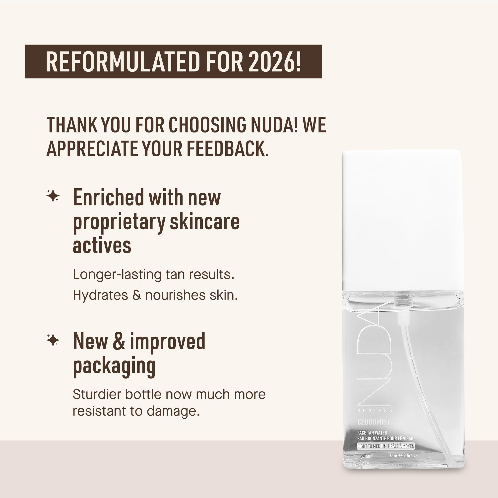 Nuda Canada CloudMist facial tanning mist packaging details