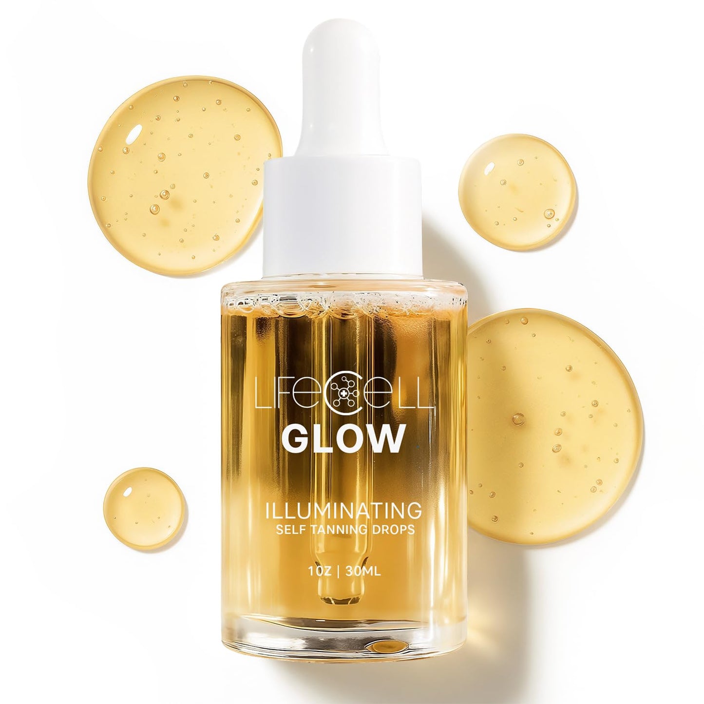 Close up of LifeCell Glow dropper bottle for skincare routine