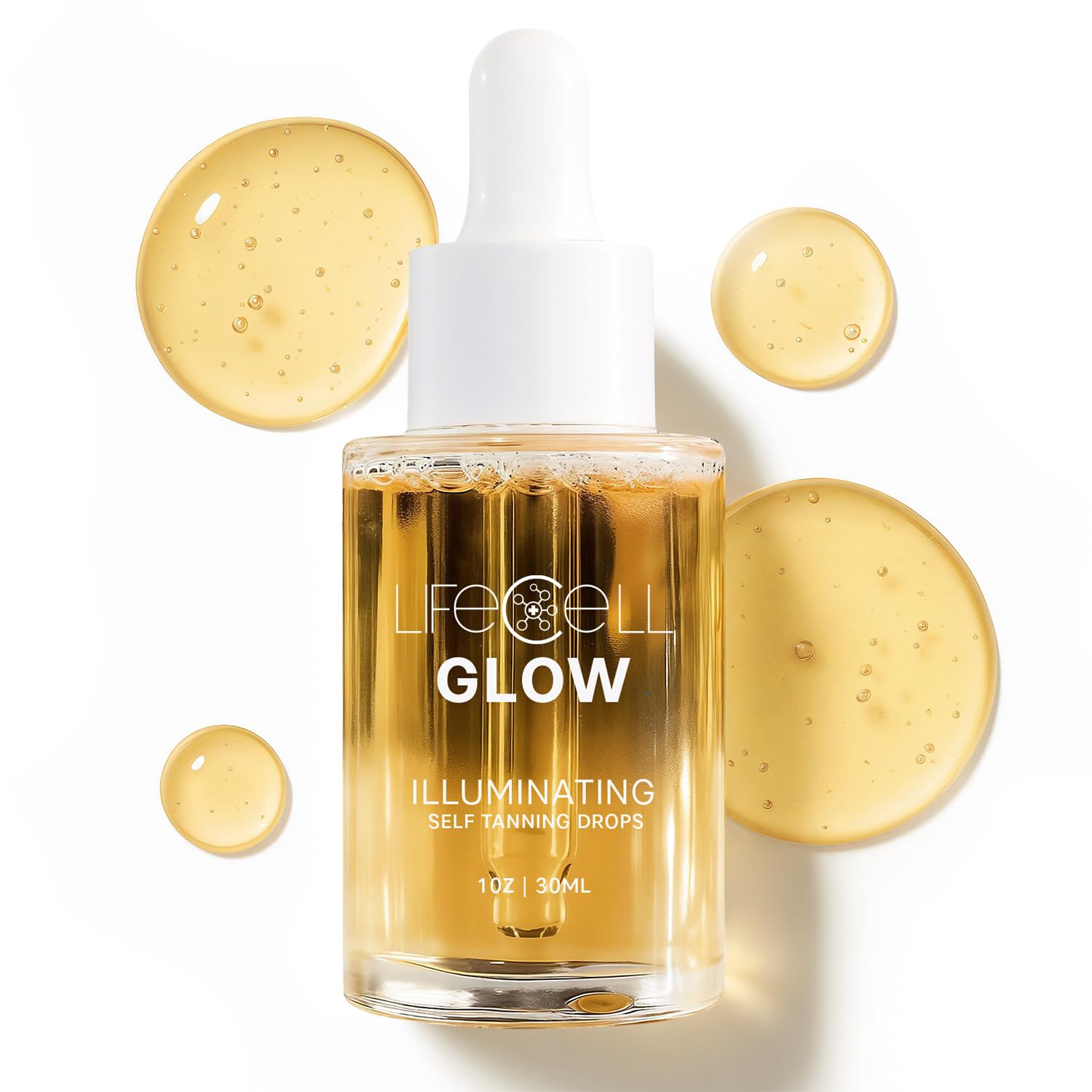 Close up of LifeCell Glow dropper bottle for skincare routine