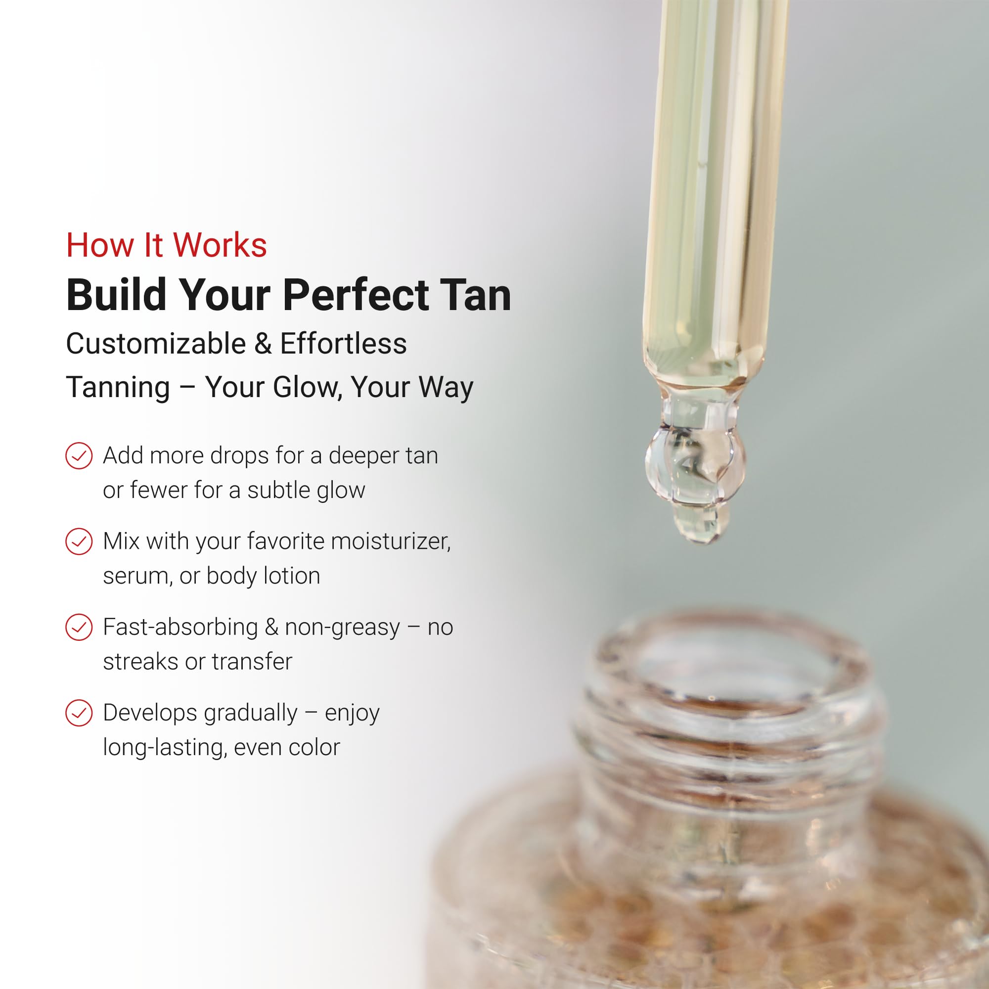 Application demonstration of LifeCell Glow self-tanning drops