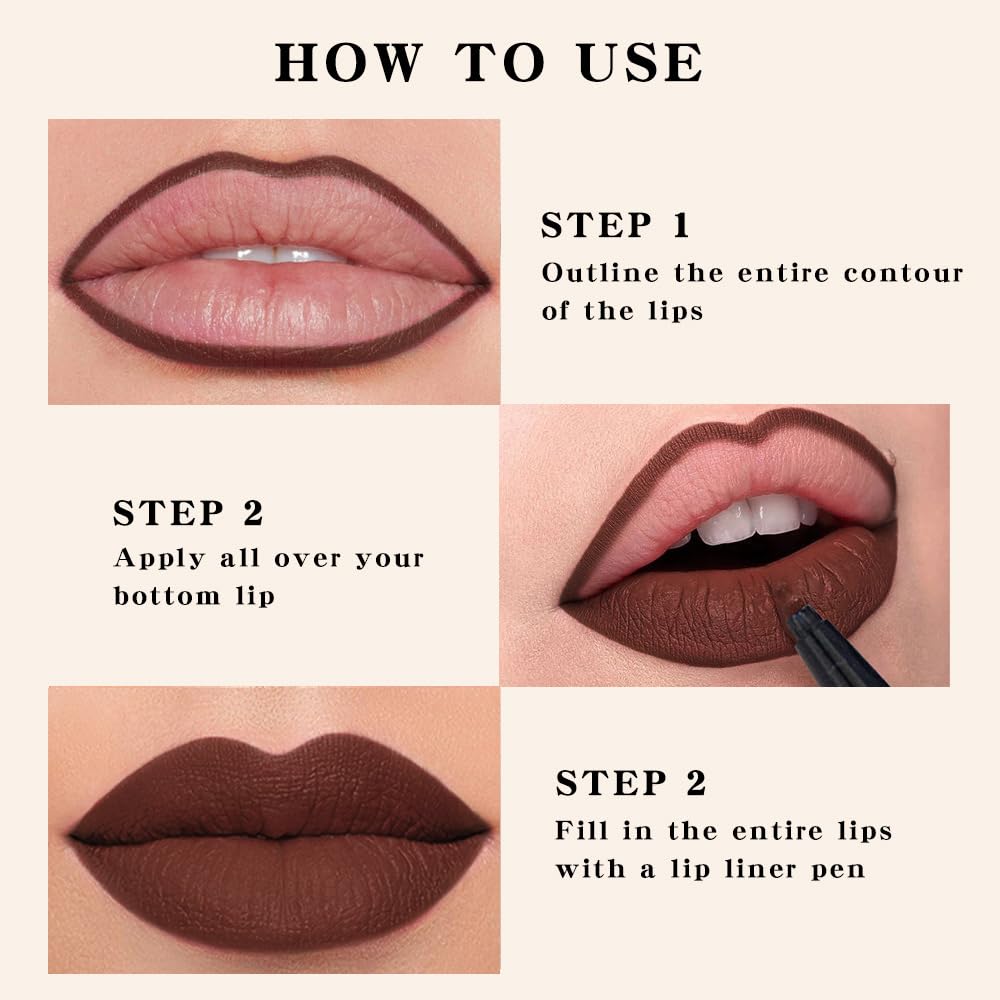 Evpct matte transfer proof liquid lip liner packaging and product display.