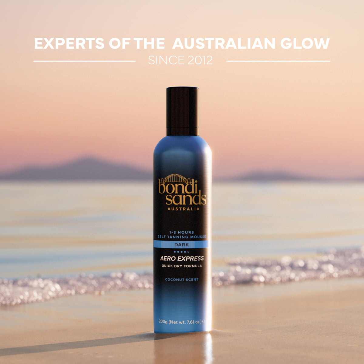 Model showcasing bronzed glow achieved with Bondi Sands express tan