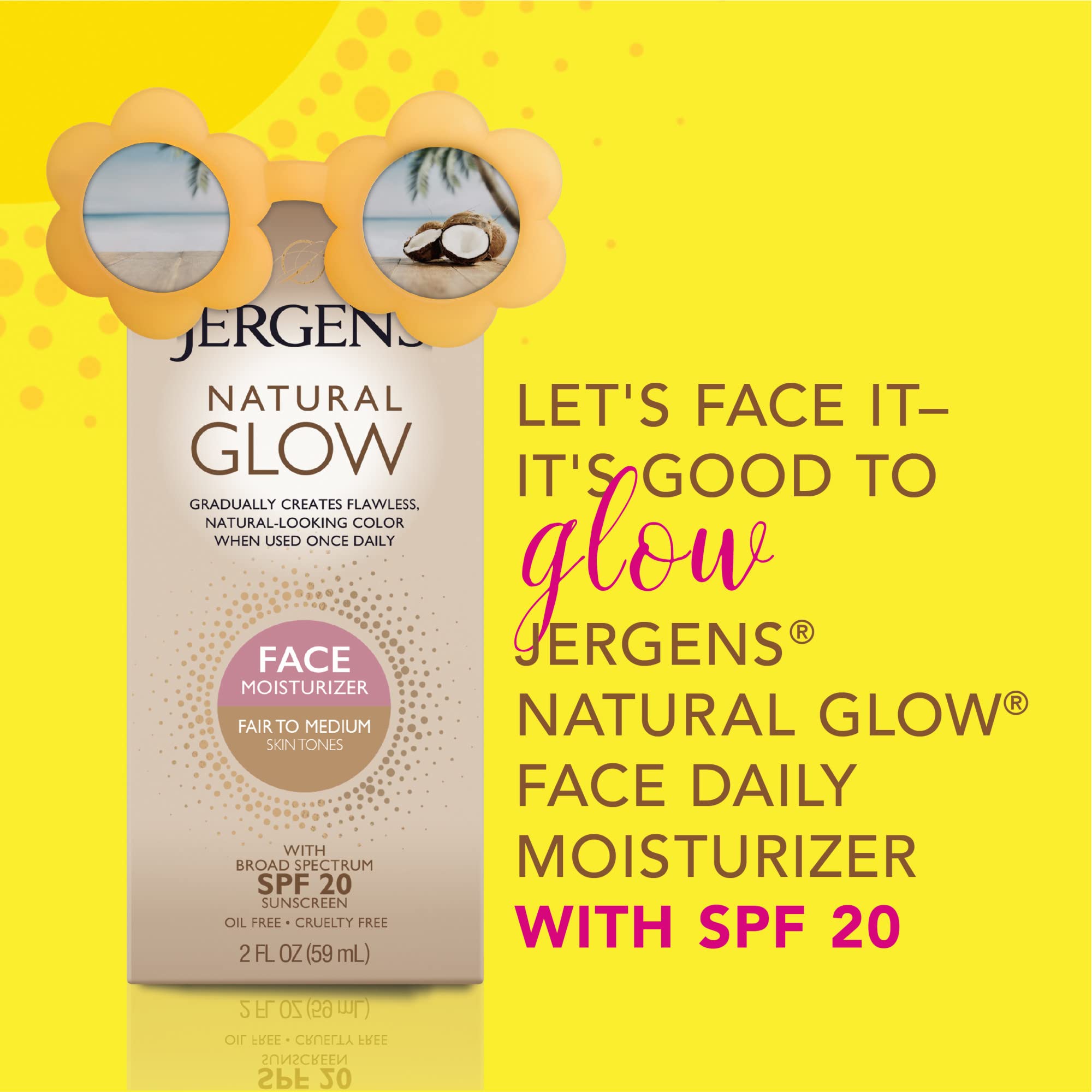 Jergens self tanner face lotion packaging details