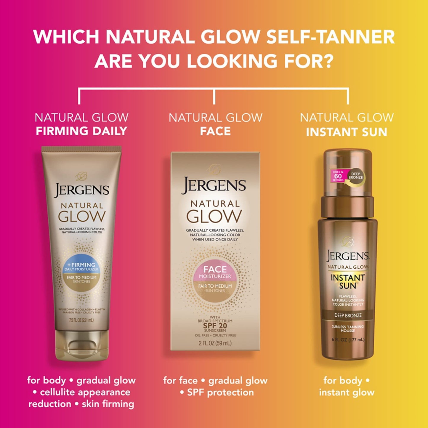 Jergens Natural Glow face tanning lotion for fair to medium skin