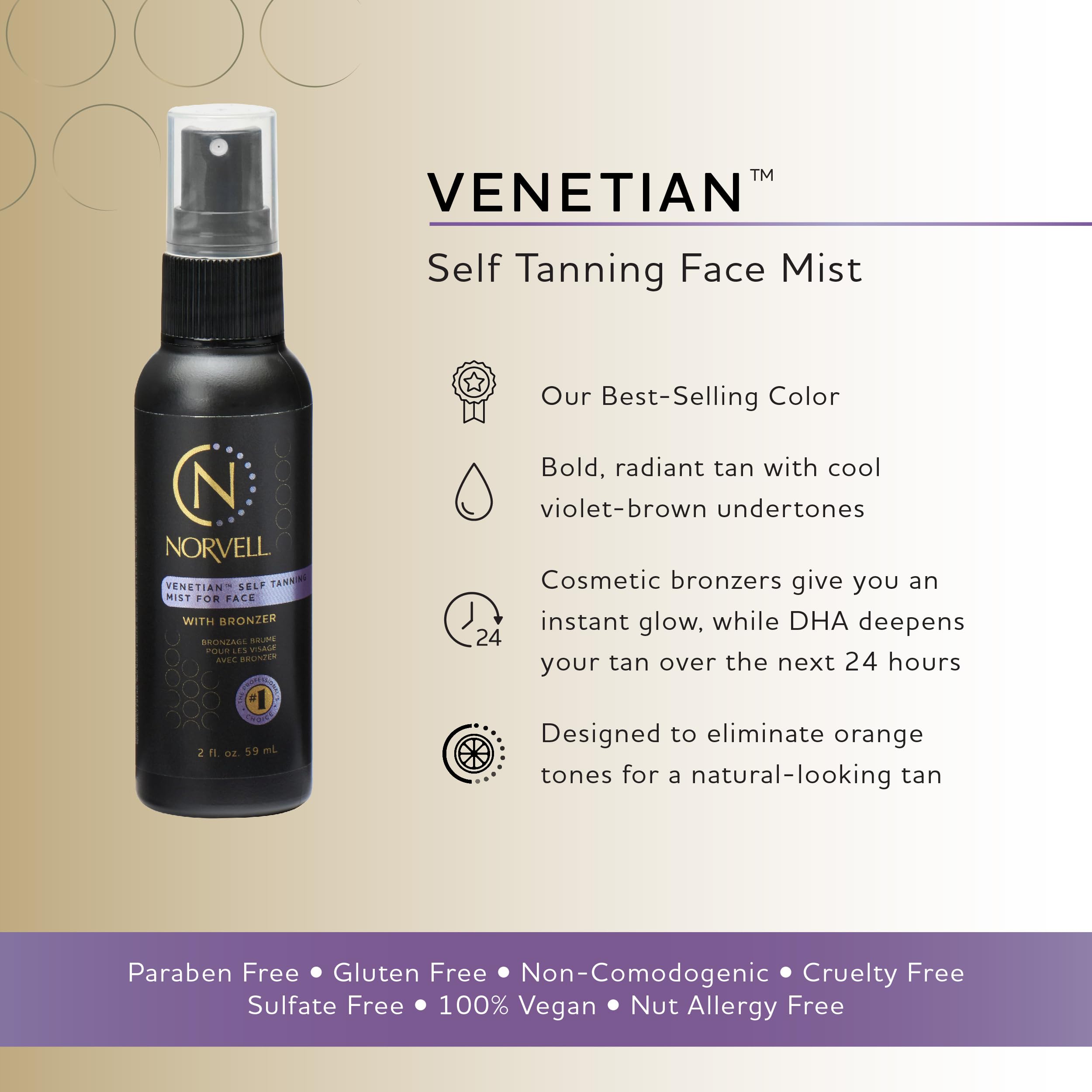 Norvell facial bronzing spray mist for natural tan