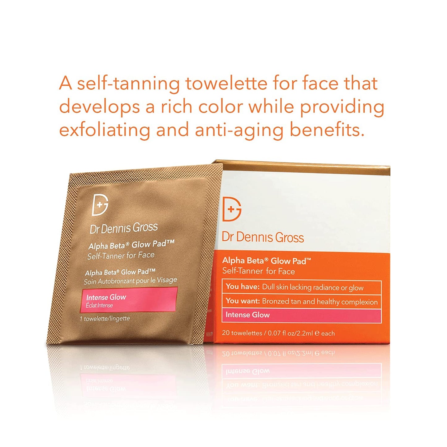 Dr. Dennis Gross face self-tanning towelettes packaging