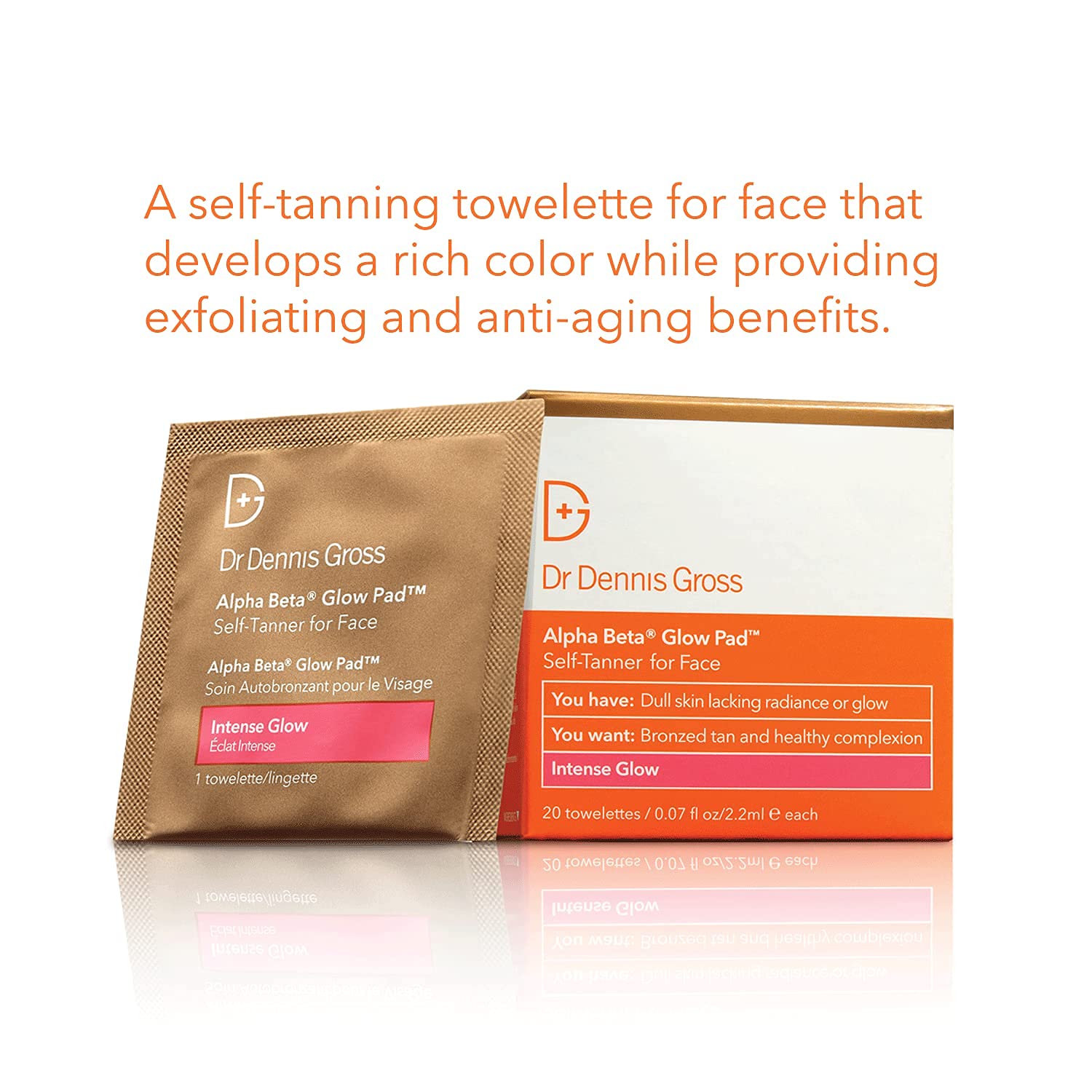 Dr. Dennis Gross face self-tanning towelettes packaging