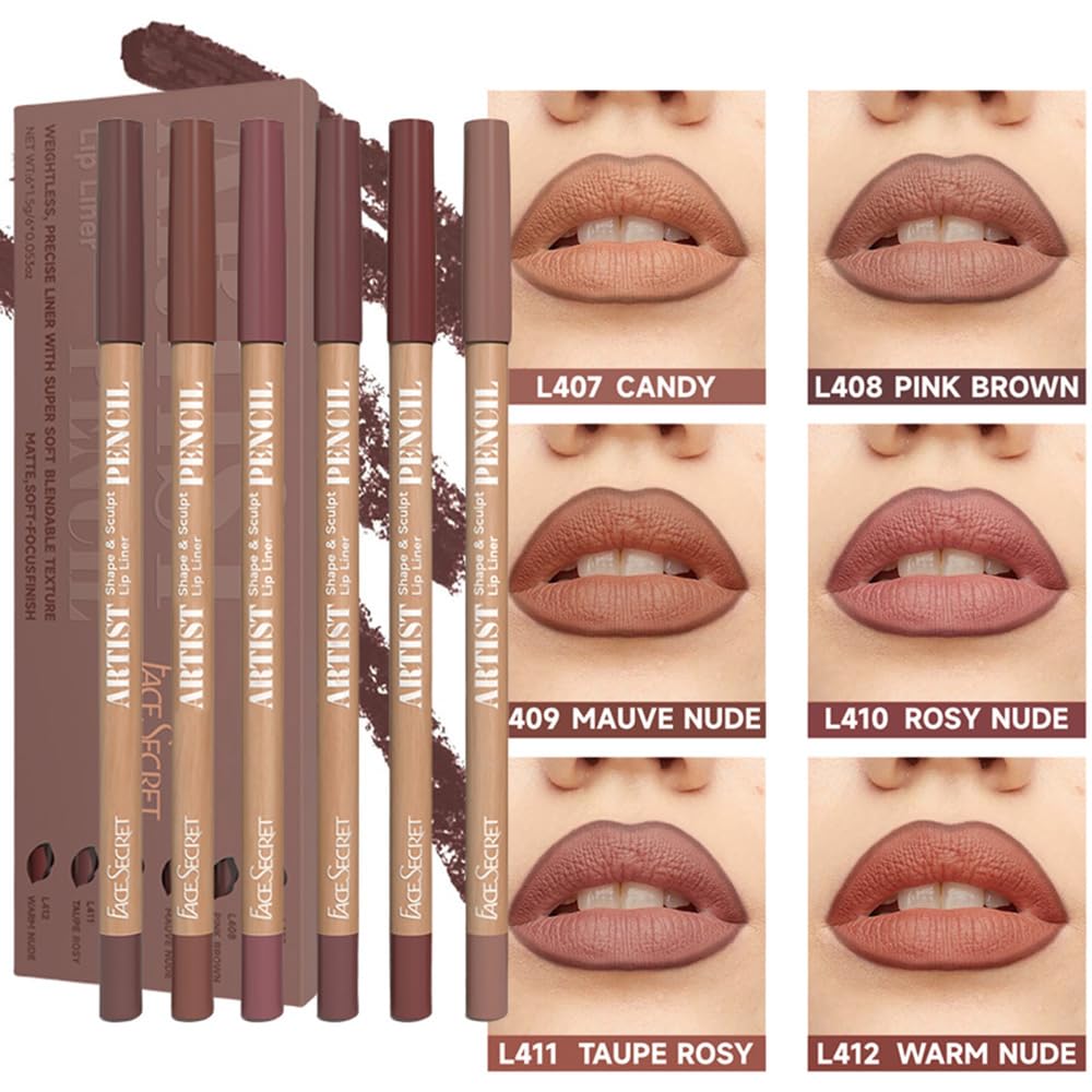 Beauty Glazed Nude Pink Set lip liner pencils showing close up of the creamy matte tips