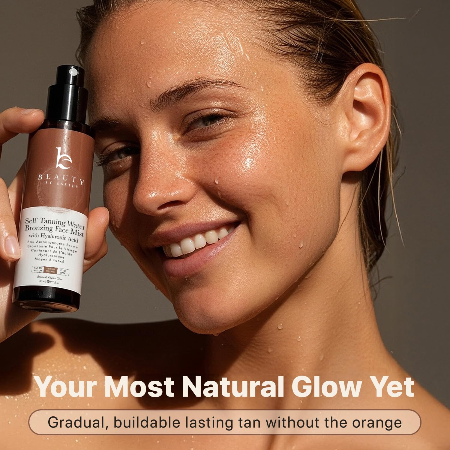 Beauty by Earth sunless tanning water lifestyle shot