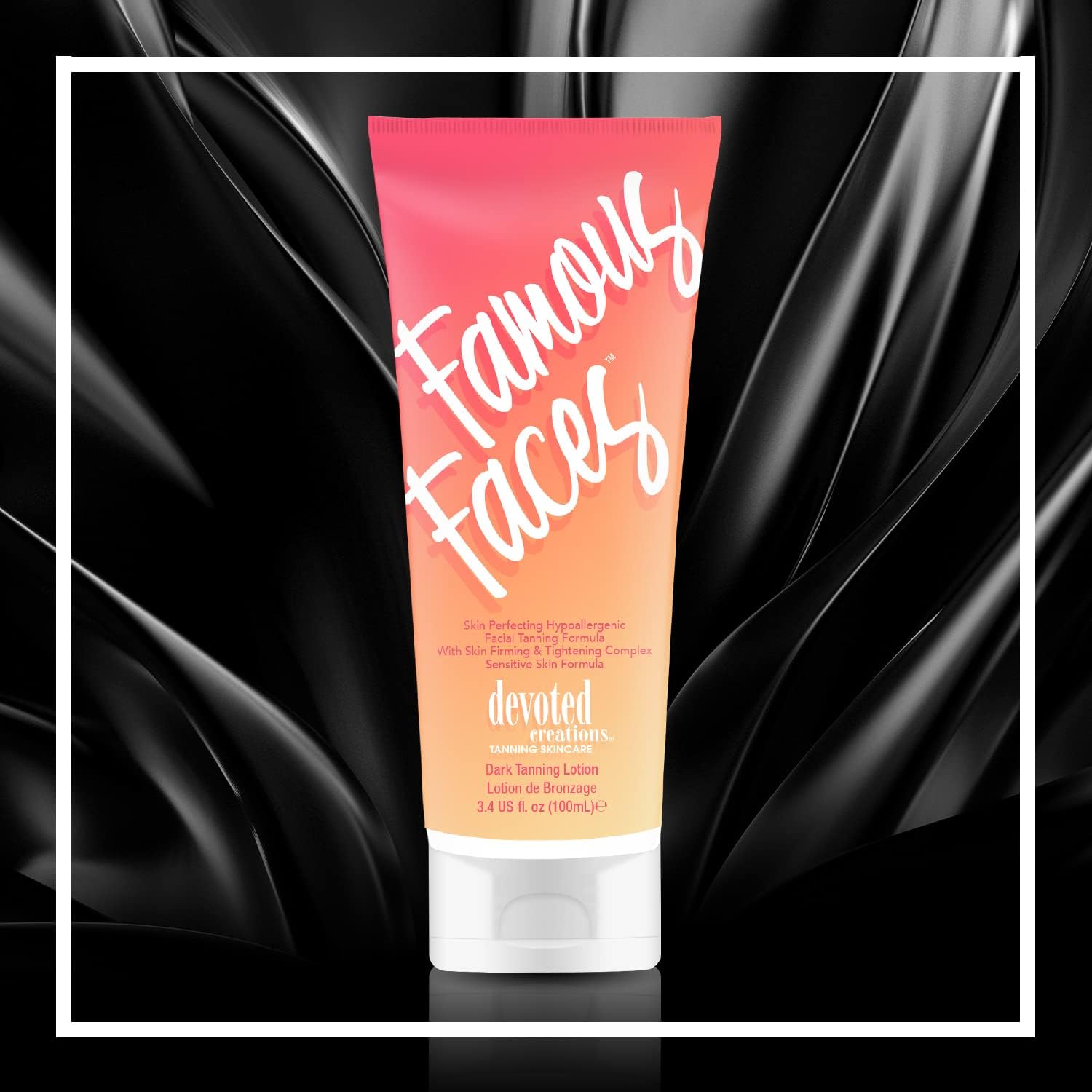 Side profile of Devoted Creations 3.4 fluid ounce tanning lotion