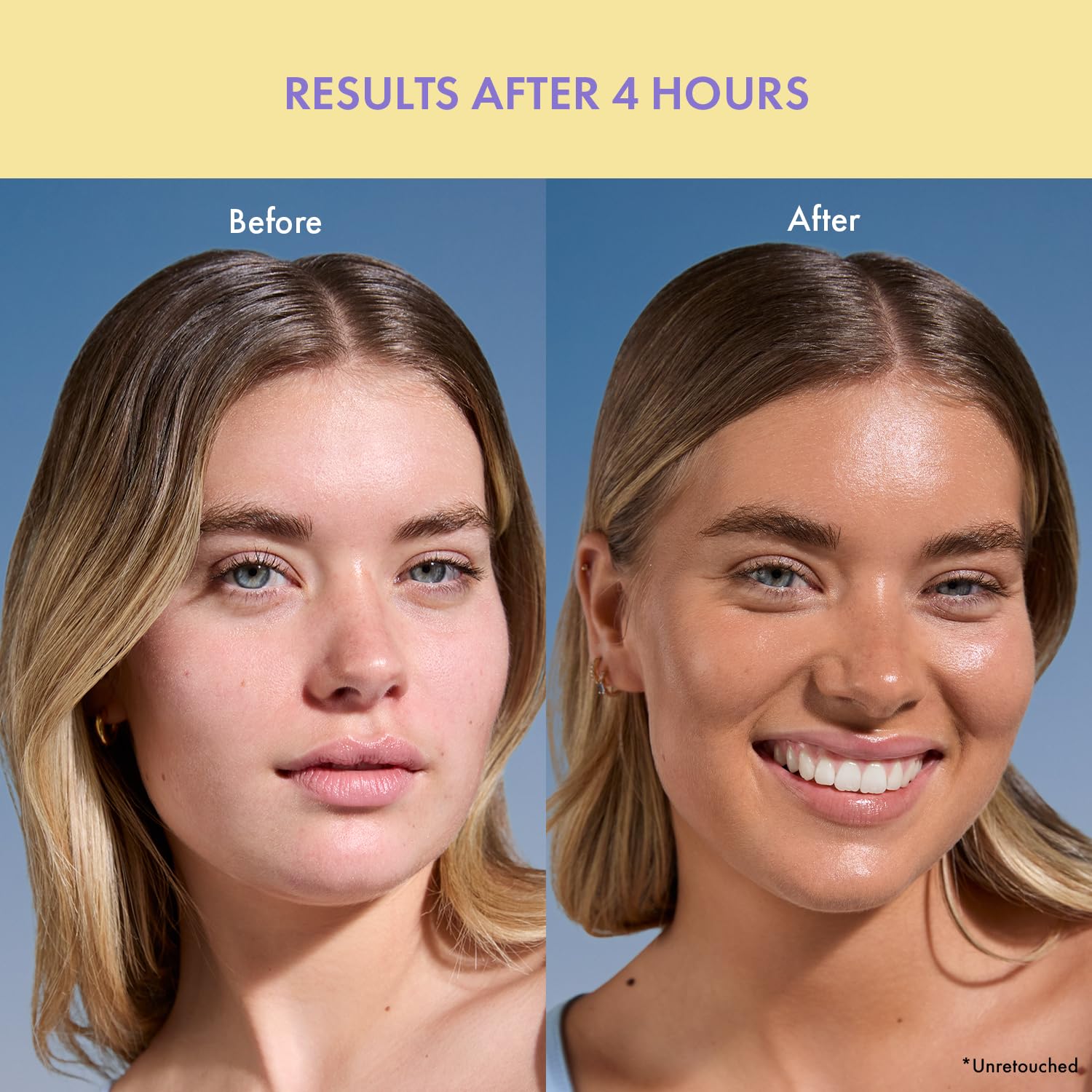 Model showing glowing skin using Isle of Paradise tanning drops