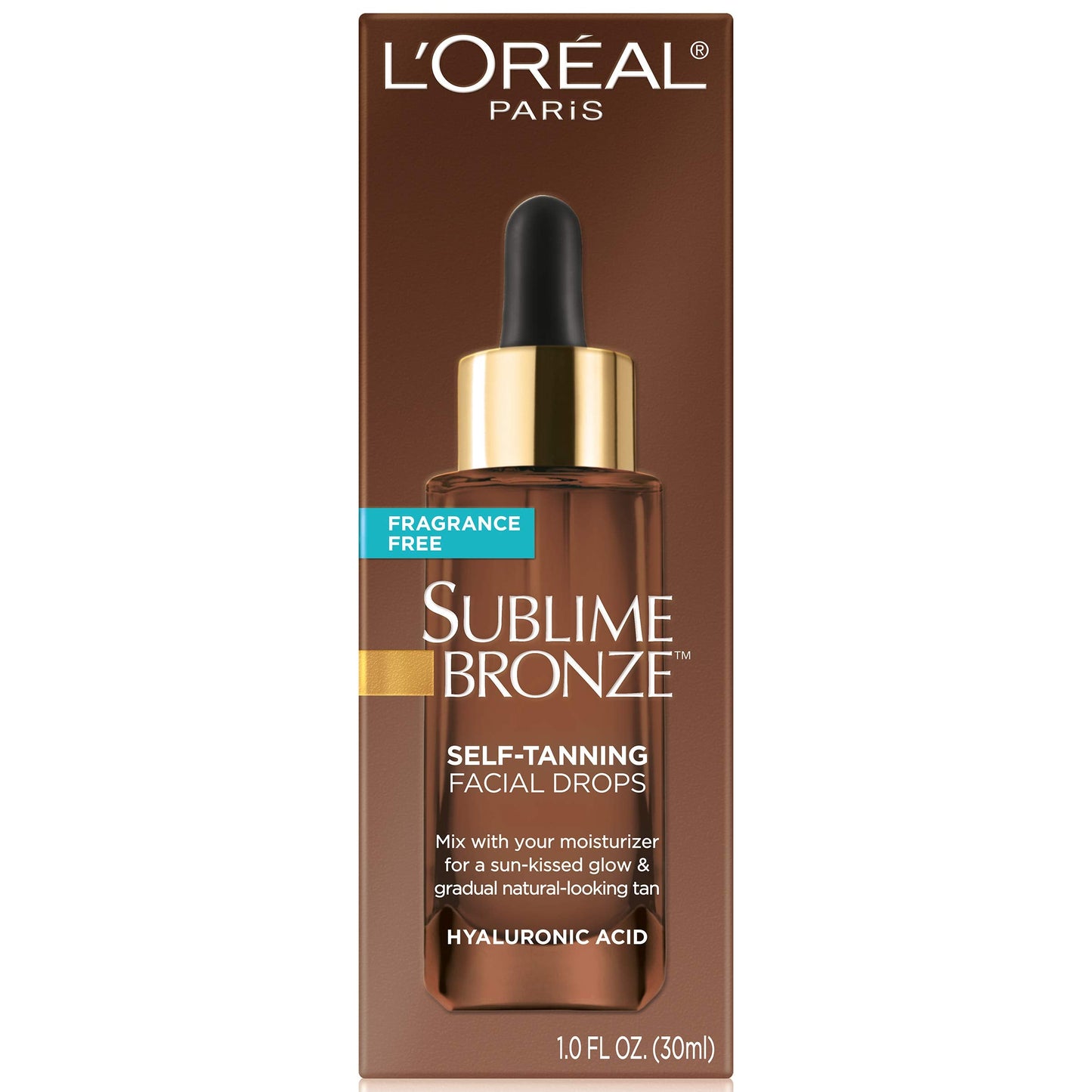 L'Oreal Paris Sublime Bronze Self Tanning Facial Drops box packaging