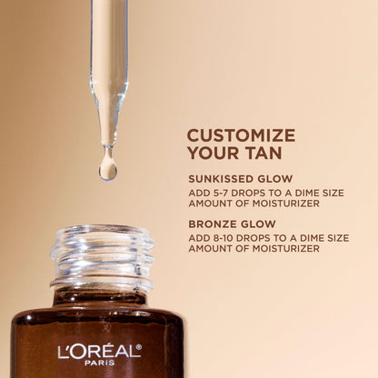 L'Oreal Paris tanning drops next to a moisturizer jar for demonstration