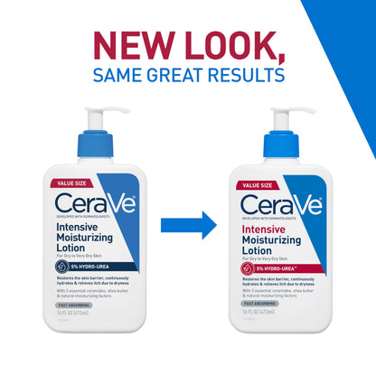 CeraVe body lotion for extra dry skin highlighting the 5 percent Hydro-Urea ingredient profile.