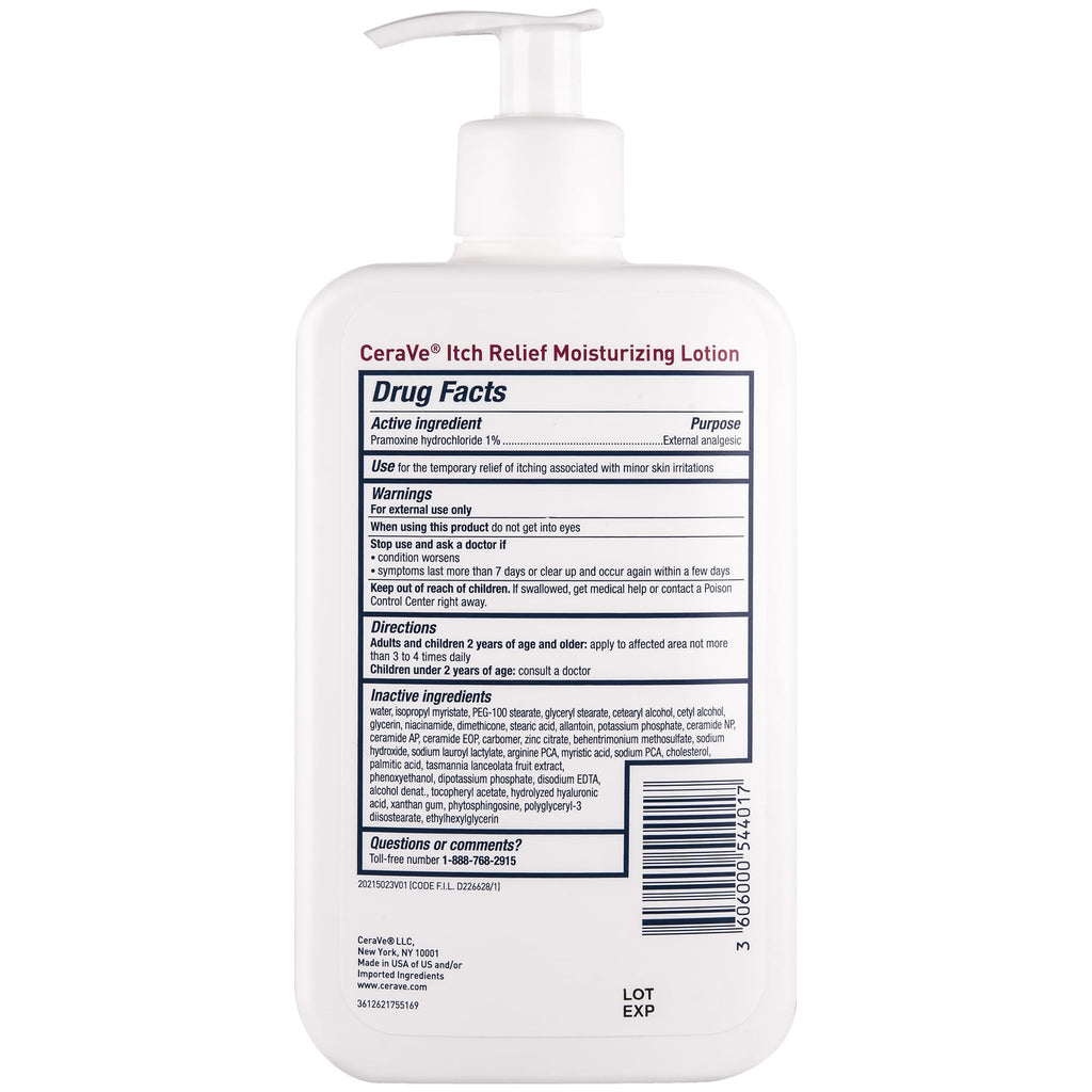 CeraVe Anti Itch Moisturizing Lotion back label instructions