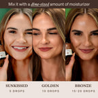 Model showing face application of Beauty by Earth tanning serum