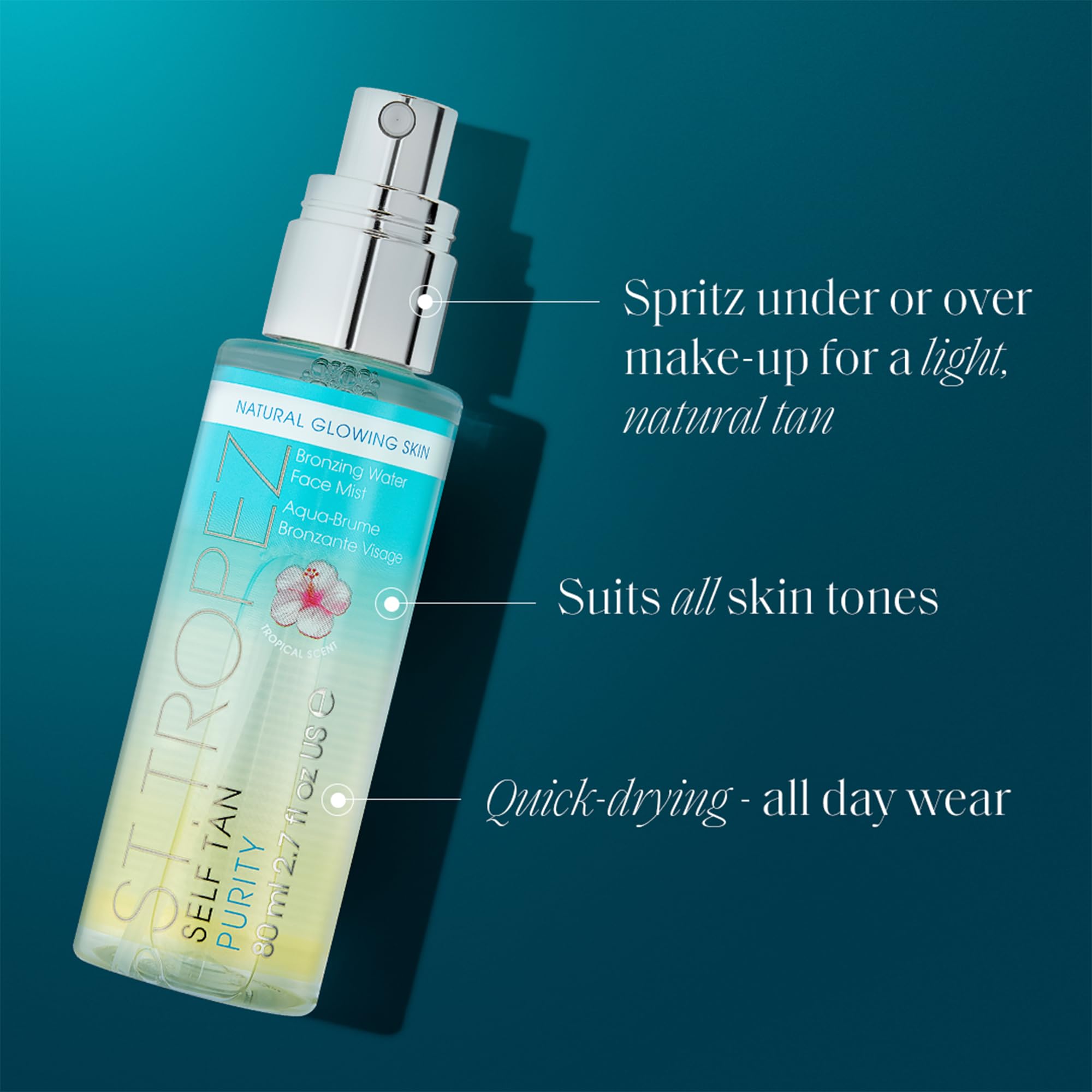 St. Tropez facial tanning mist application misting effect