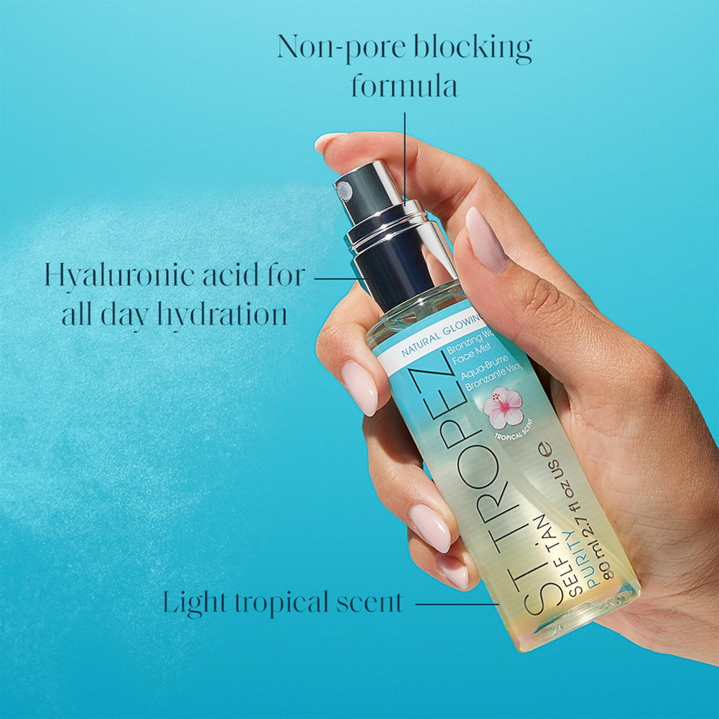 St. Tropez Self Tan Purity Bronzing Water Face Mist back packaging information