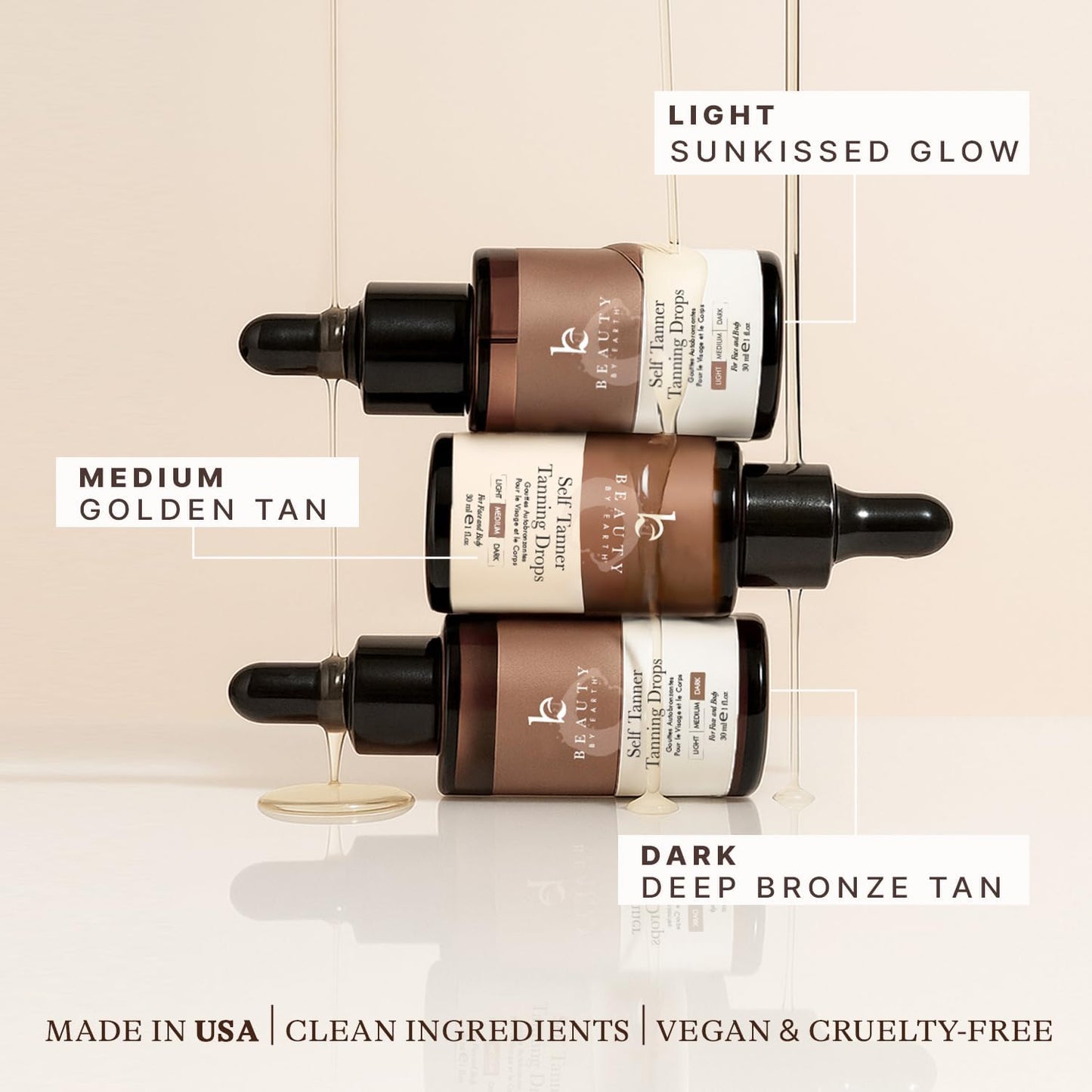 Detailed view of tanning drops dropper applicator