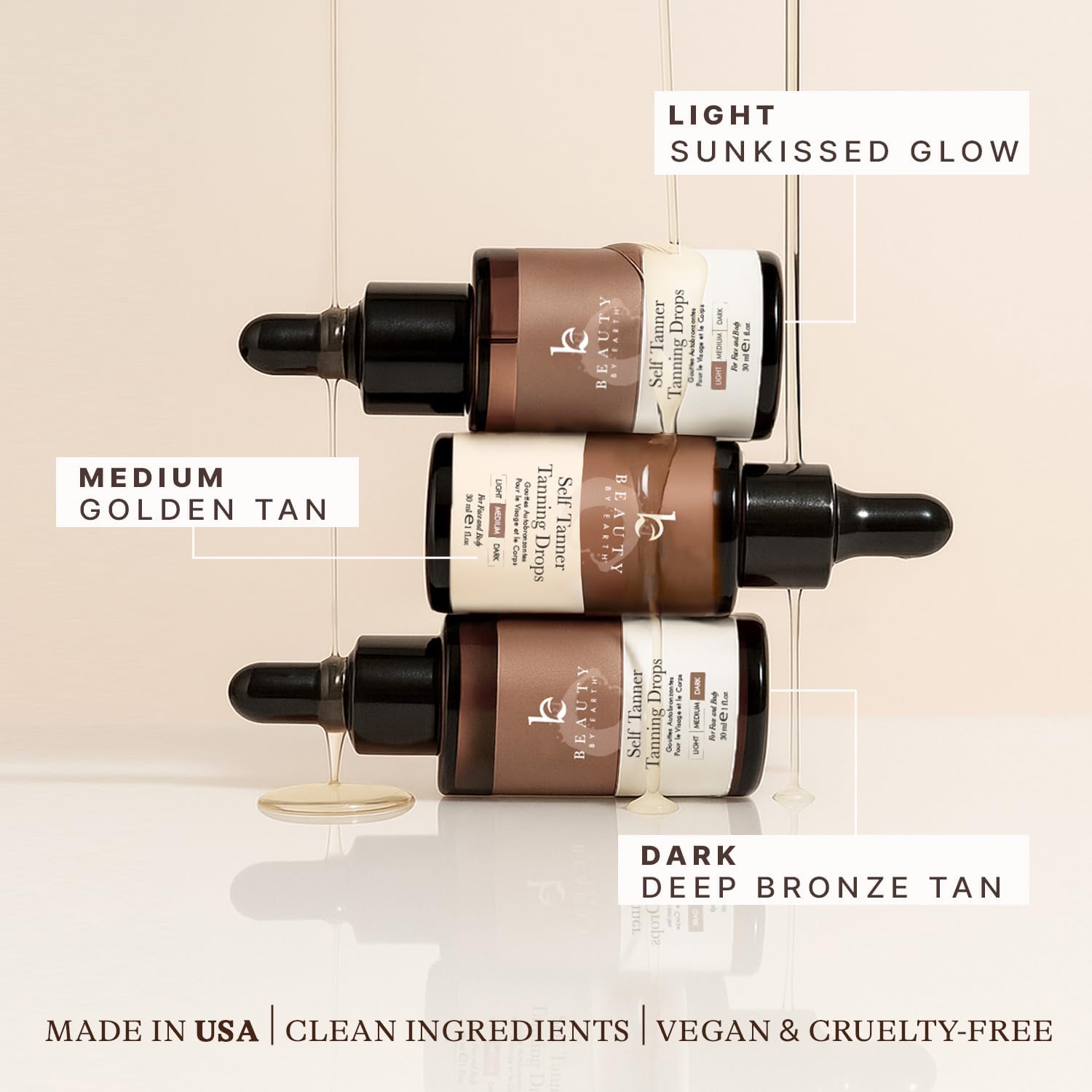 Detailed view of tanning drops dropper applicator