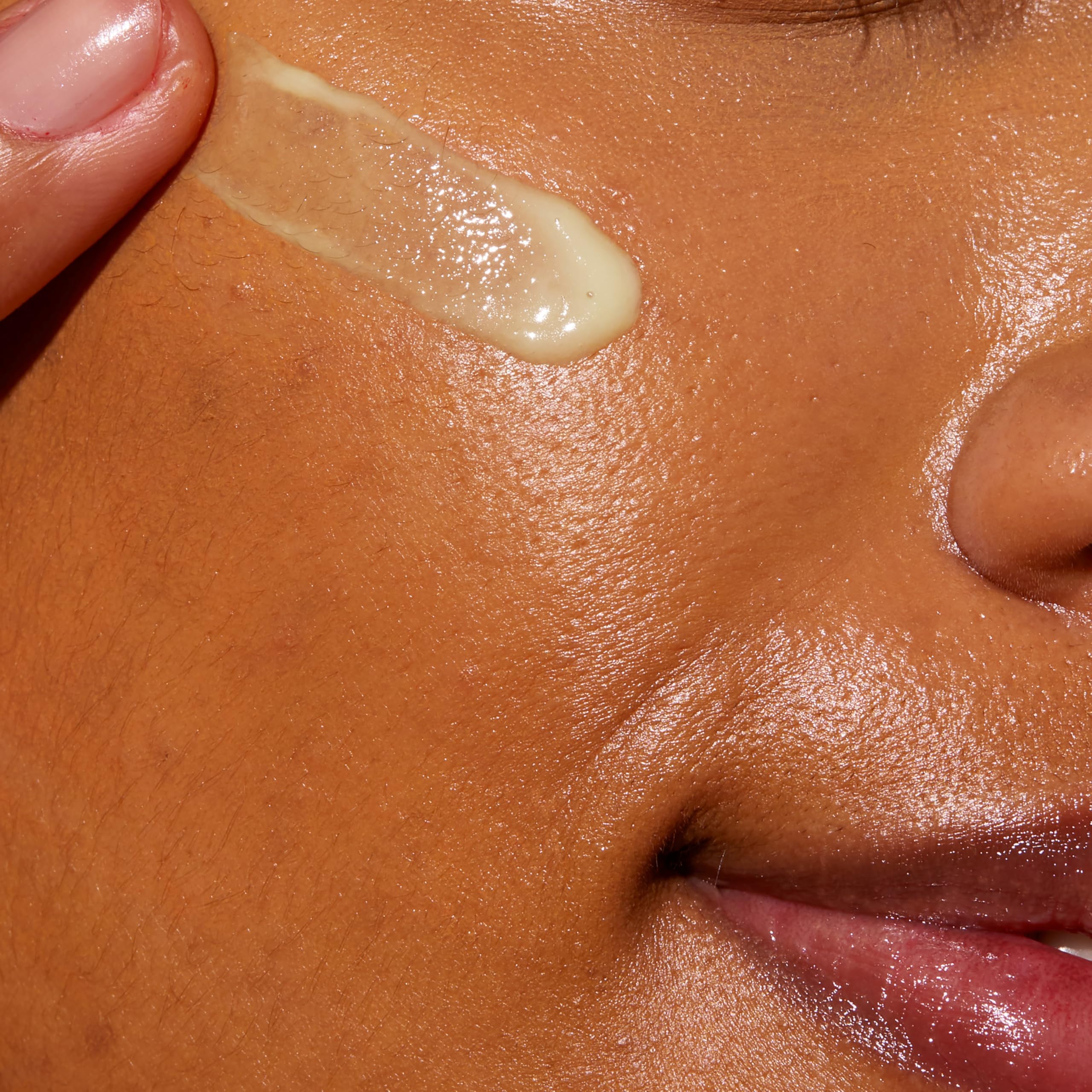 Texture shot of the lightweight creamy white consistency of the CeraVe skin renewing retinol face treatment.