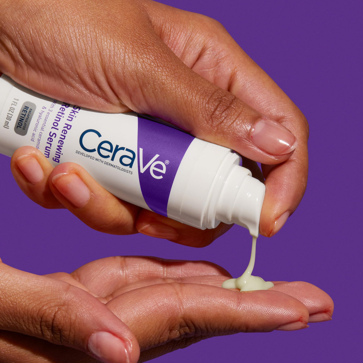 CeraVe facial serum bottle next to retail box