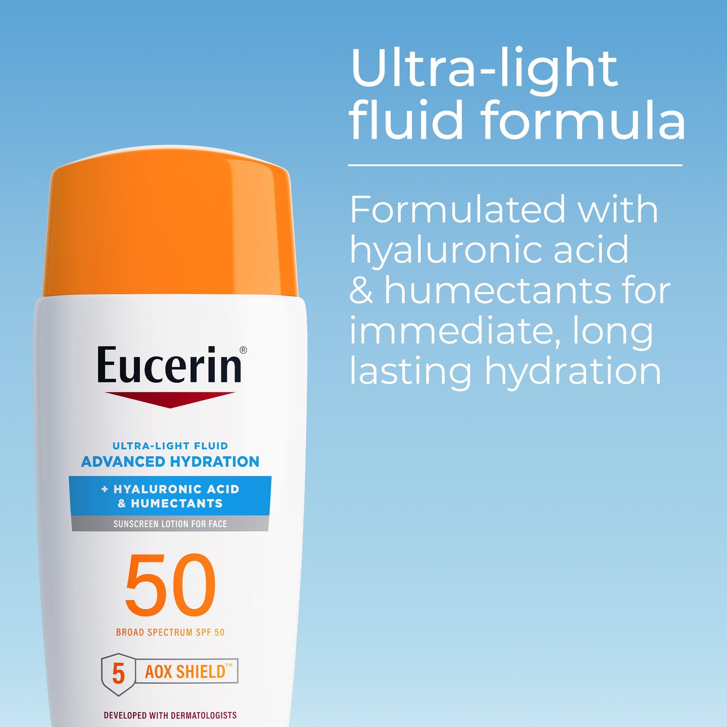 Eucerin ultra lightweight face sunscreen fluid packaging texture