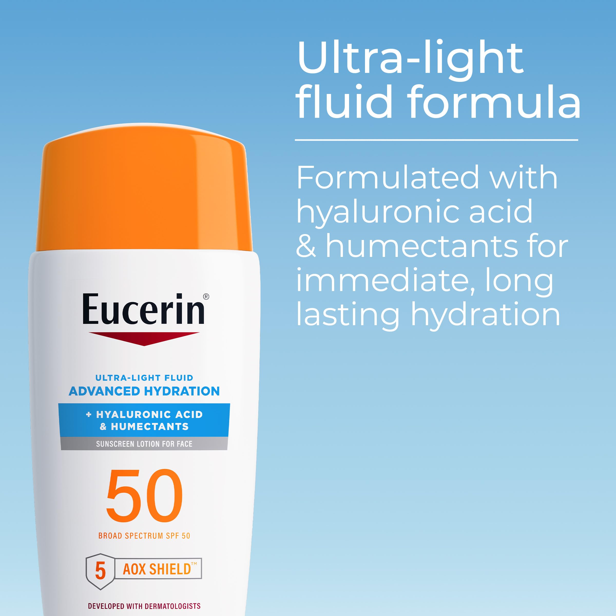 Eucerin ultra lightweight face sunscreen fluid packaging texture